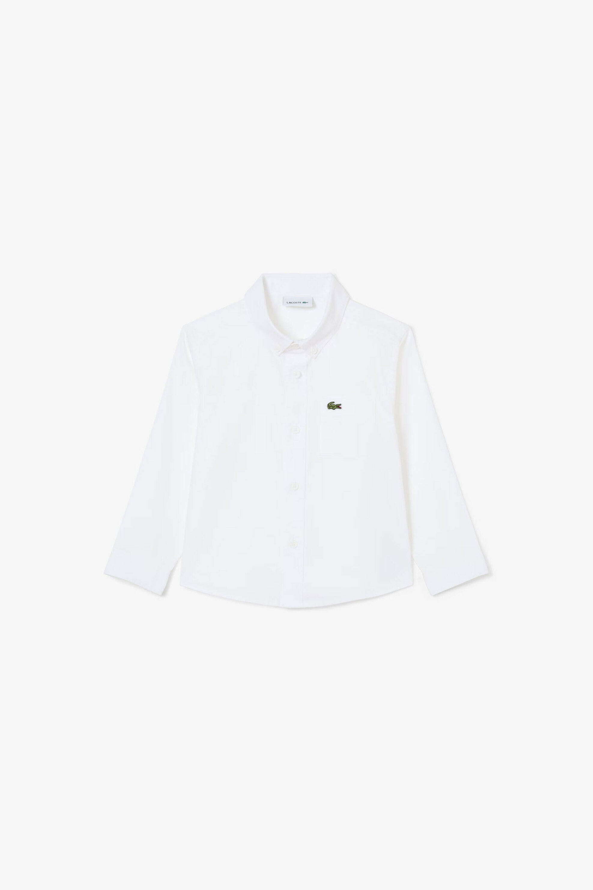Lacoste Παιδικό Πουκάμισο Oxford Button Down με Τσέπη Και Κεντημένο Λογότυπο (2-7 Ετών) - Cj0942 Λευκό
