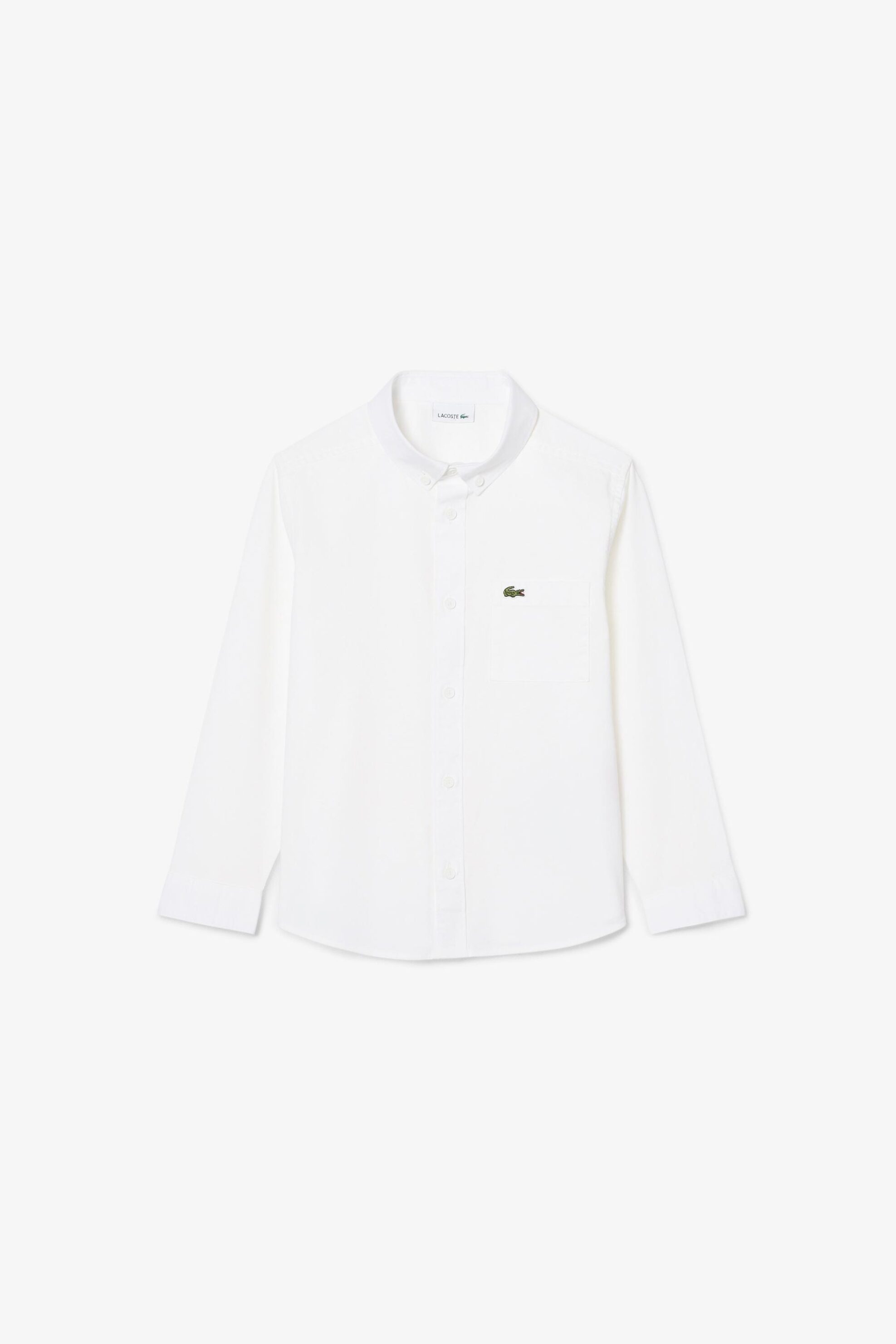 LACOSTE Lacoste παιδικό πουκάμισο button down με τσέπη και κεντημένο λογότυπο - CJ0945 Λευκό