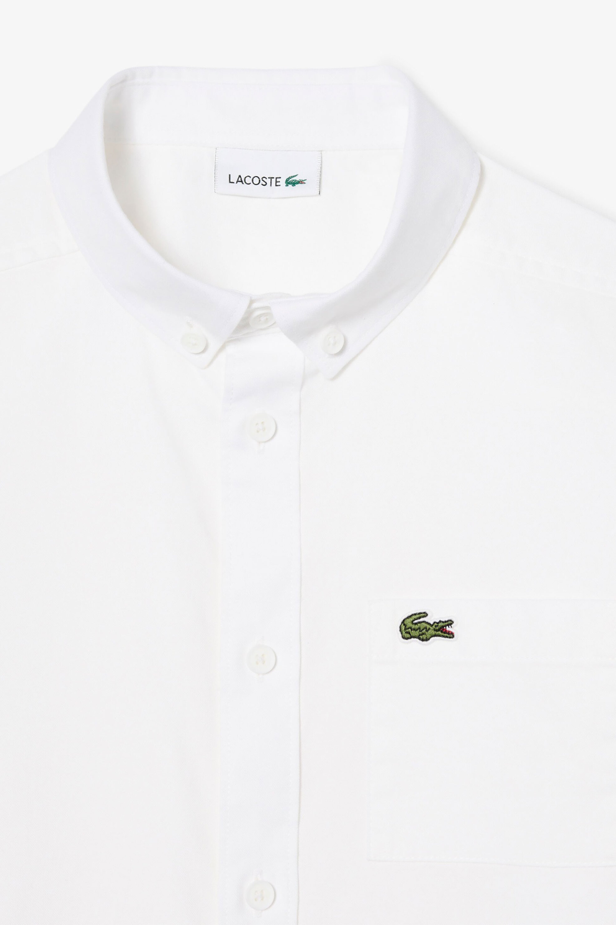 Lacoste παιδικό πουκάμισο button down με τσέπη και κεντημένο λογότυπο - CJ0945 Λευκό φωτογραφία