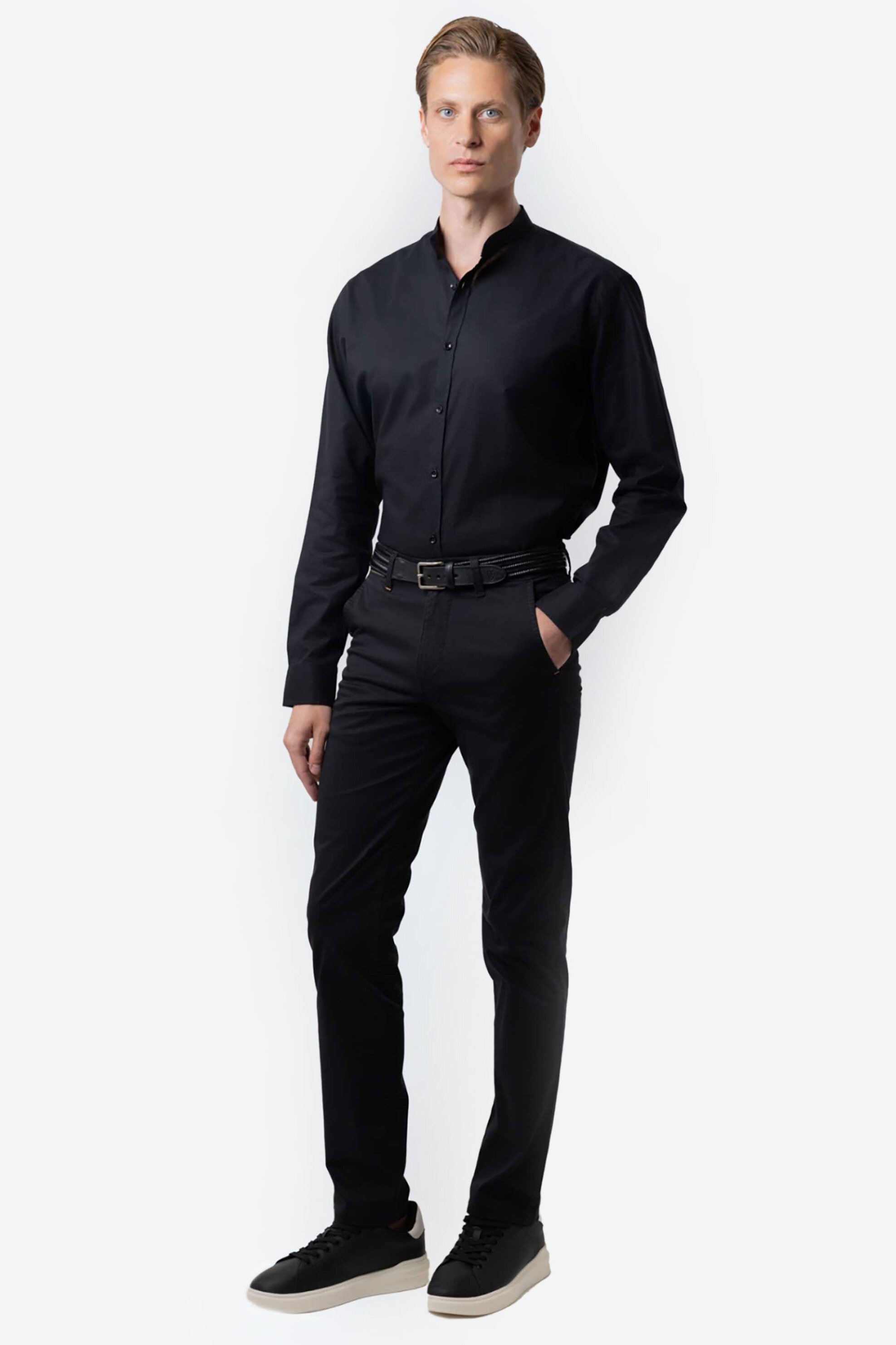 The Bostonians ανδρικό παντελόνι chino gabardine Regular Fit - CN07187963 Μαύρο