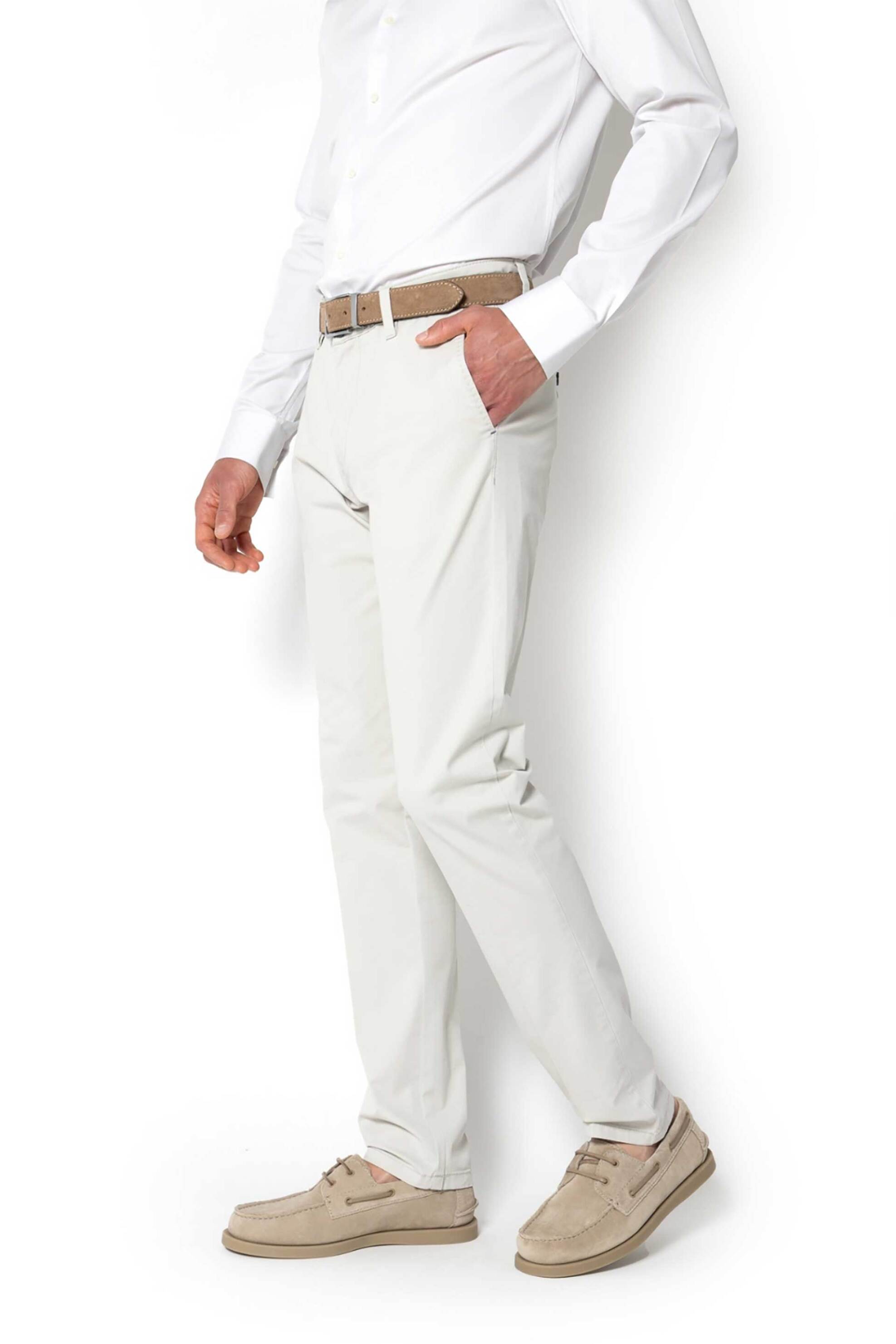The Bostonians ανδρικό παντελόνι chino twill μονόχρωμο Modern Fit - CN1154T596 Εκρού φωτογραφία