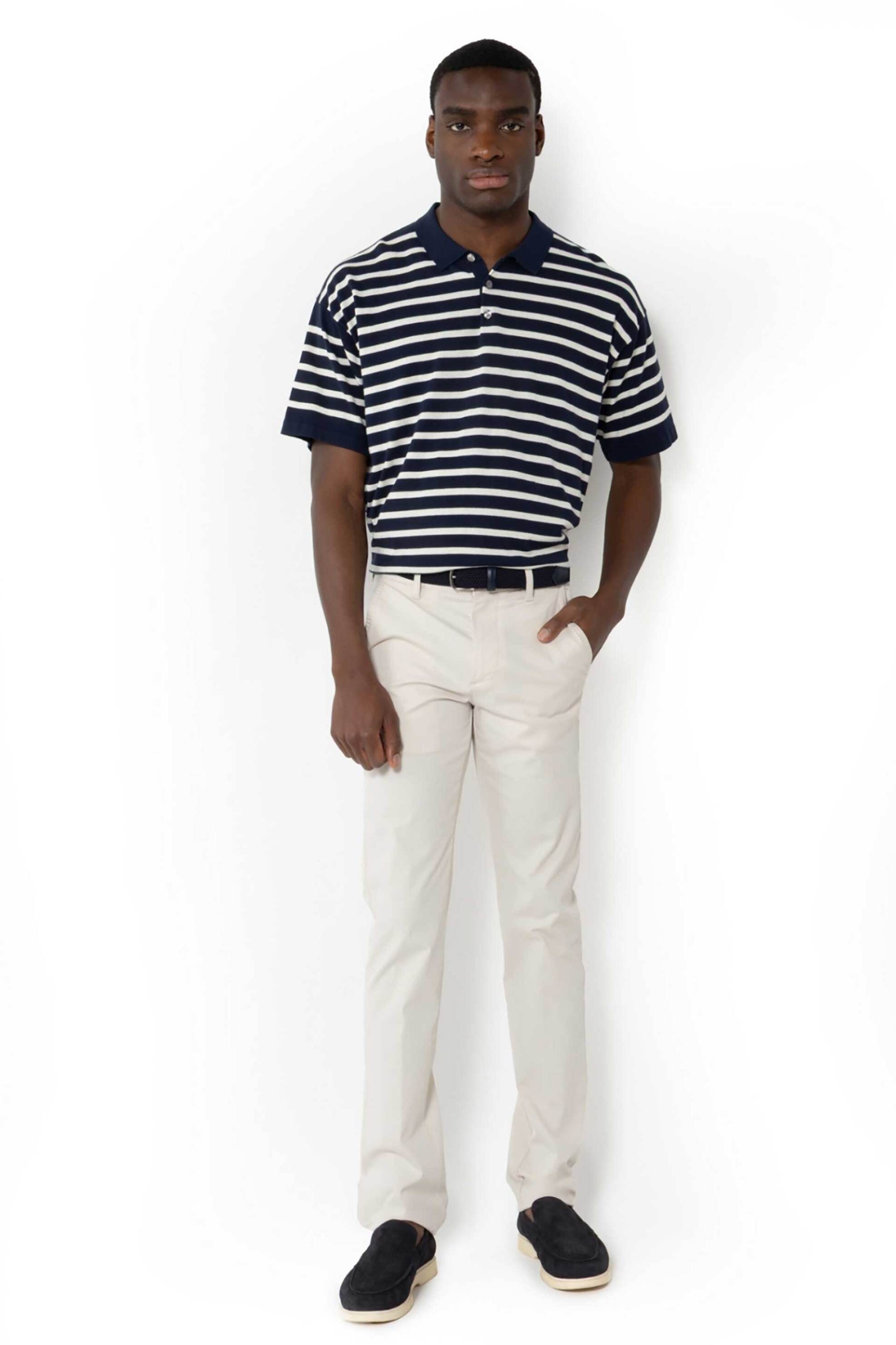The Bostonians ανδρικό παντελόνι chino πικέ Regular Fit - CN11788856 Κρέμ