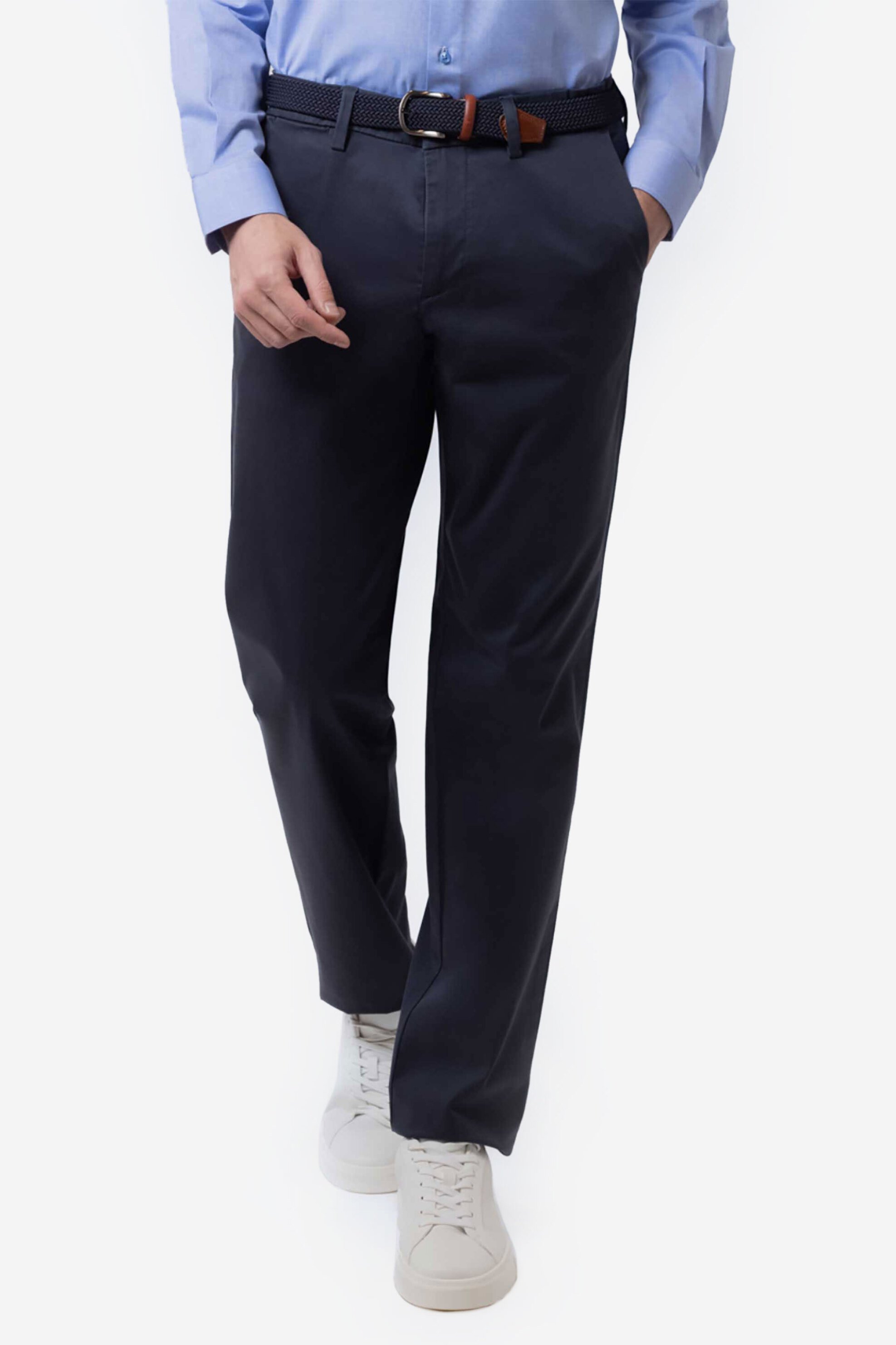 The Bostonians ανδρικό παντελόνι chino satin gabardine Regular Fit - CN1452T863 Μπλε Σκούρο