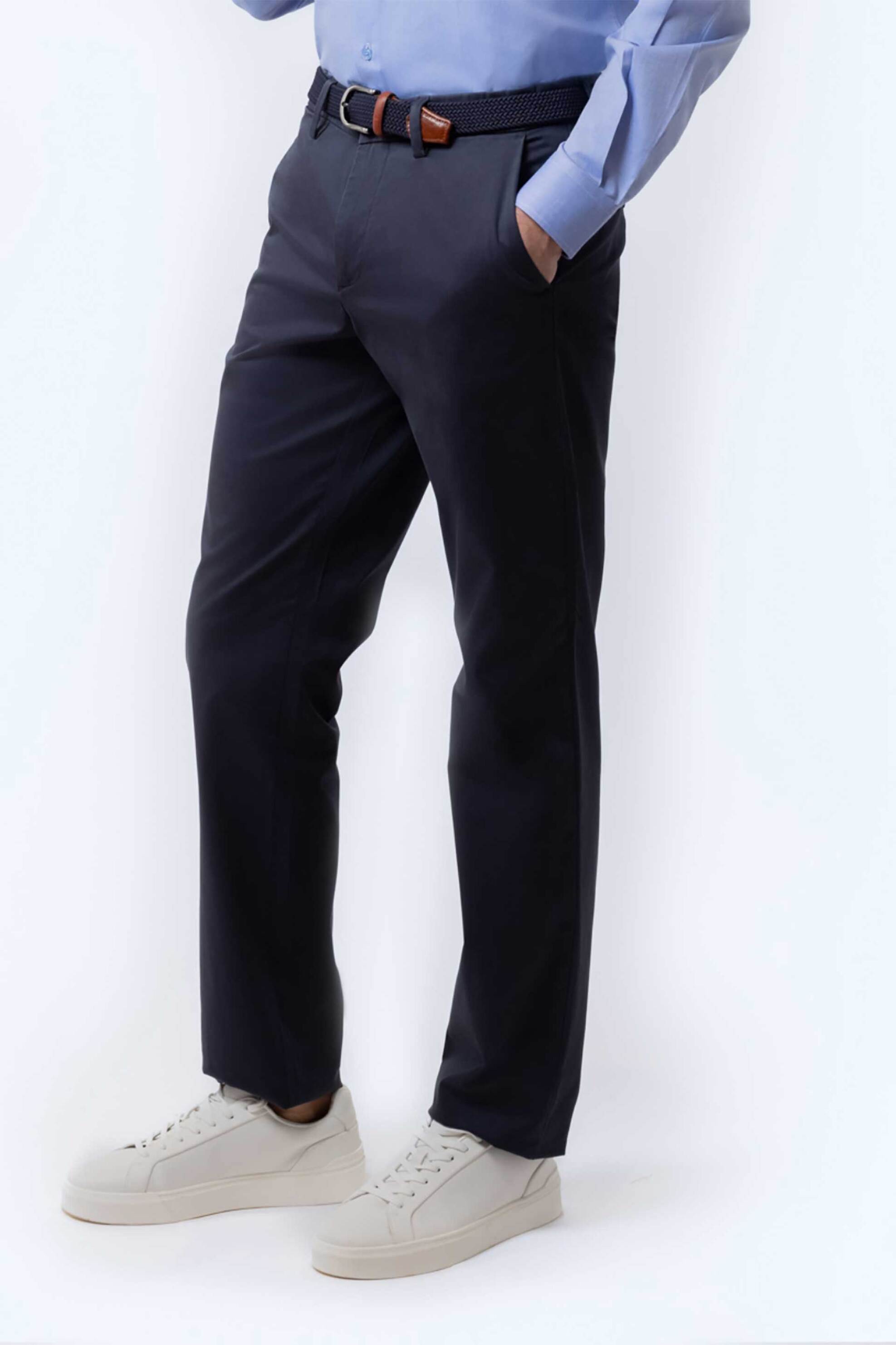 The Bostonians ανδρικό παντελόνι chino satin gabardine Regular Fit - CN1452T863 Μπλε Σκούρο φωτογραφία