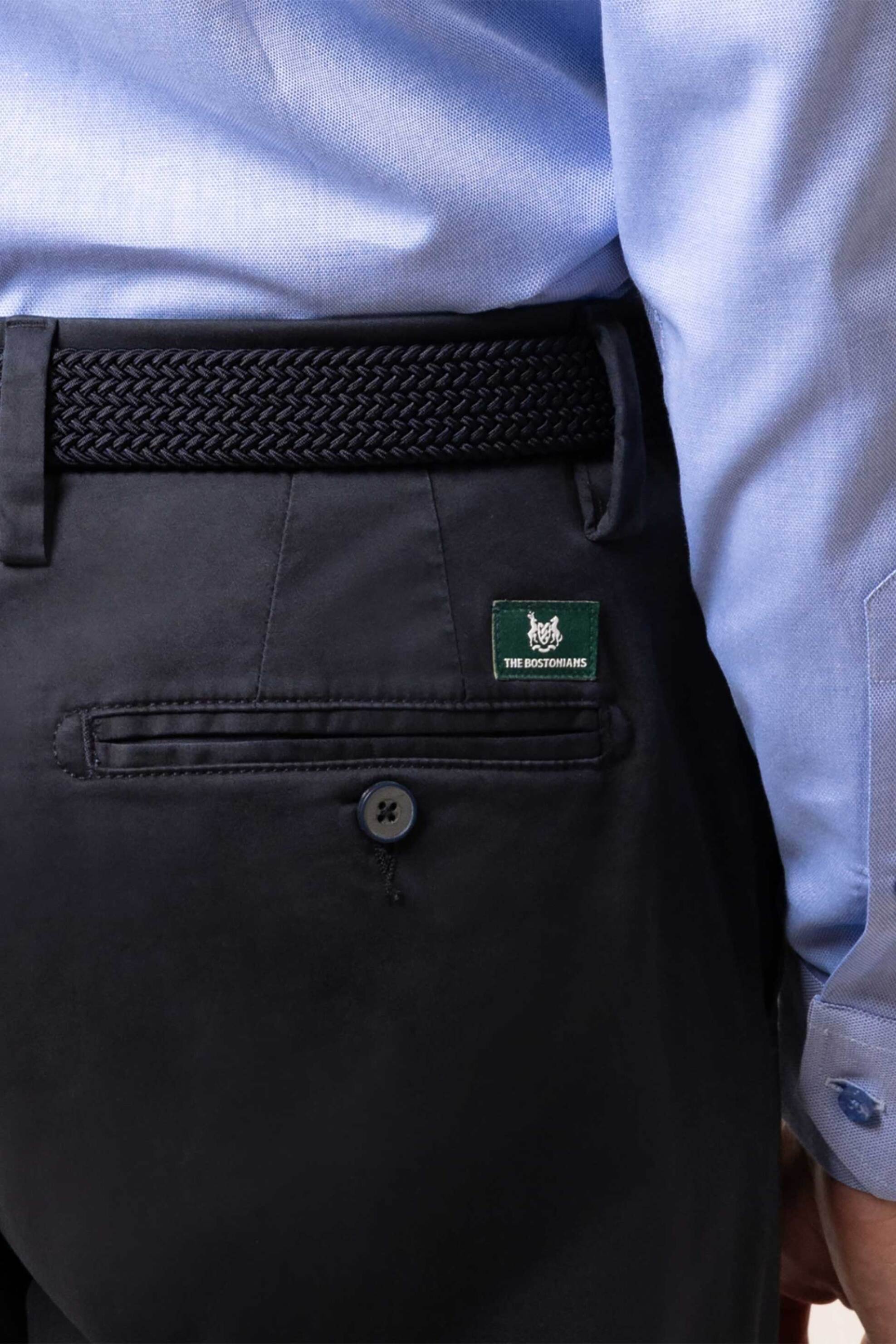 The Bostonians Ανδρικό Παντελόνι Chino Satin Gabardine Regular Fit - Cn1452T863 Μπλε Σκούρο