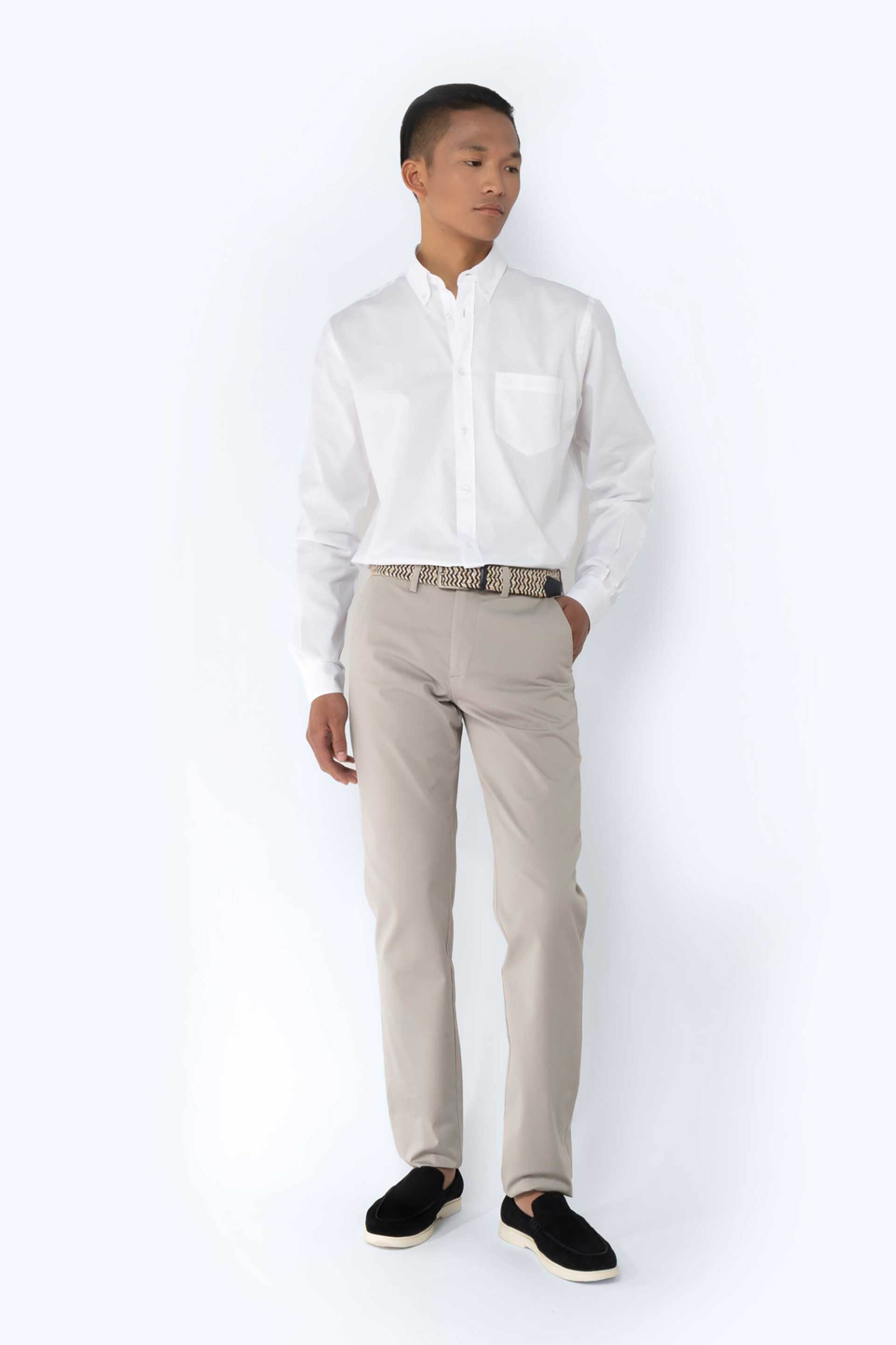 The Bostonians ανδρικό παντελόνι chino satin gabardine Regular Fit - CN1452T863 Κρέμ
