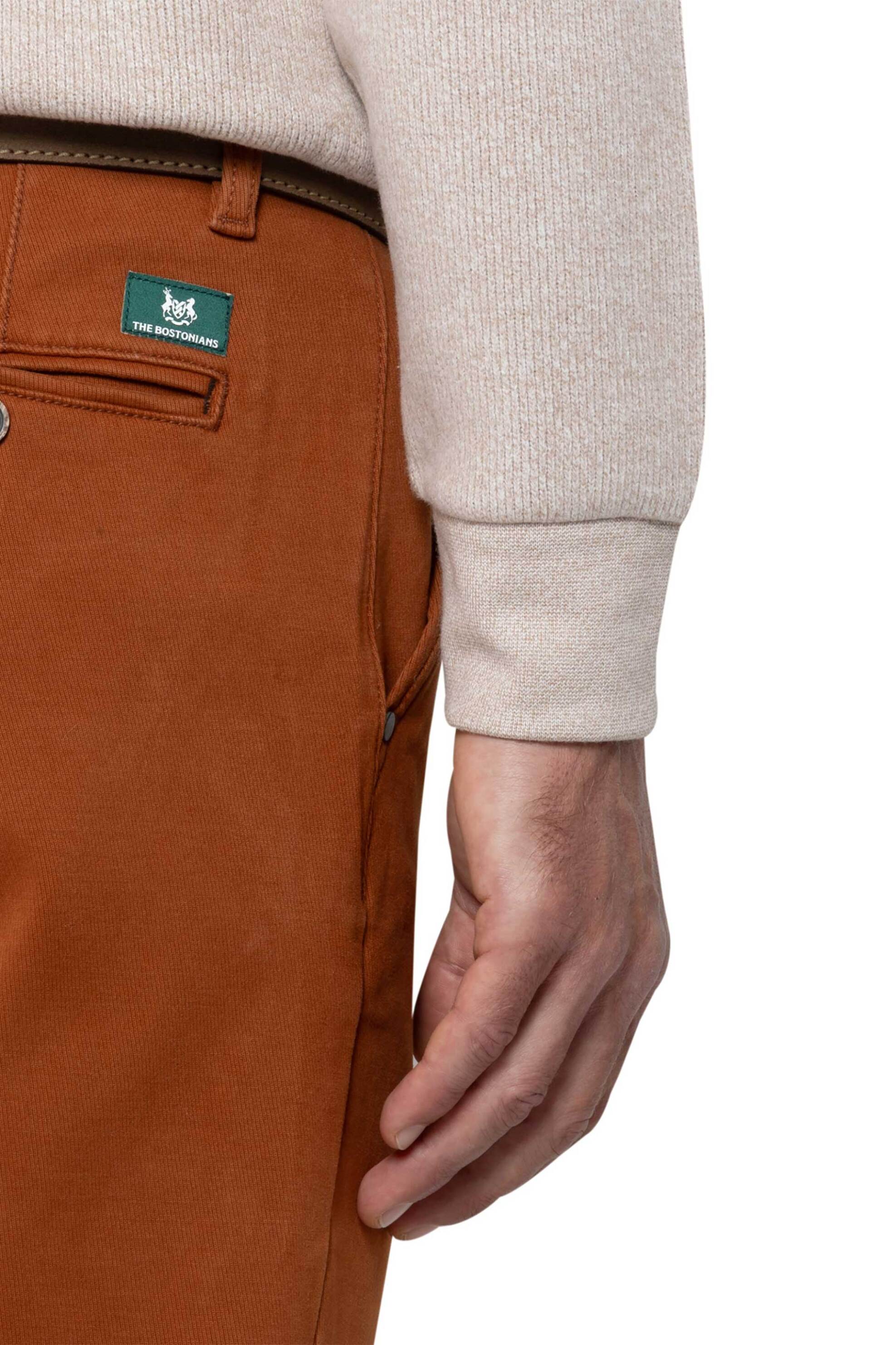 The Bostonians Ανδρικό Chino Παντελόνι Regular Fit Dobby - Cn1626T809 Κεραμιδί