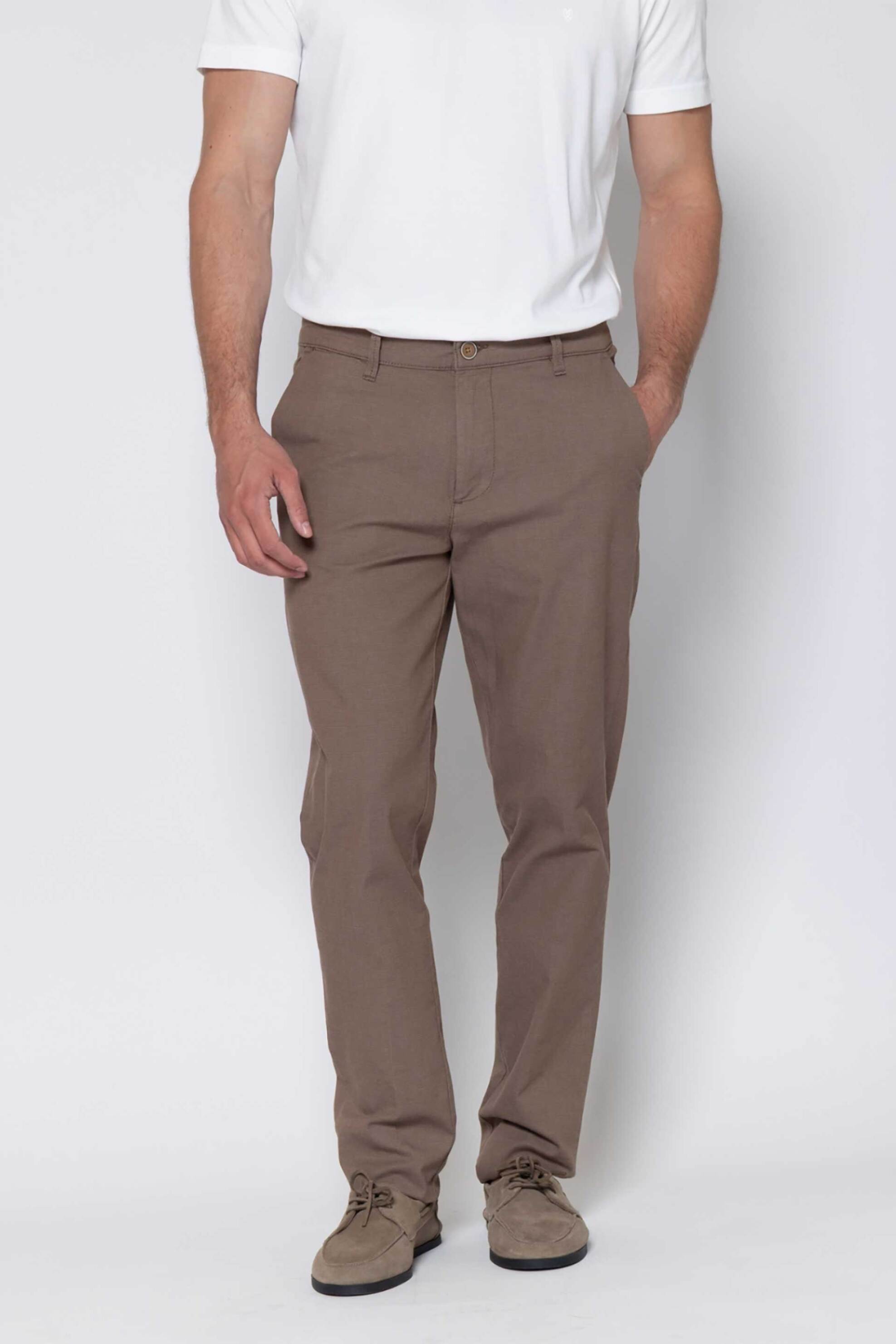 The Bostonians ανδρικό παντελόνι chino Regular Fit "Dobby" - CN1699T41A Καφέ