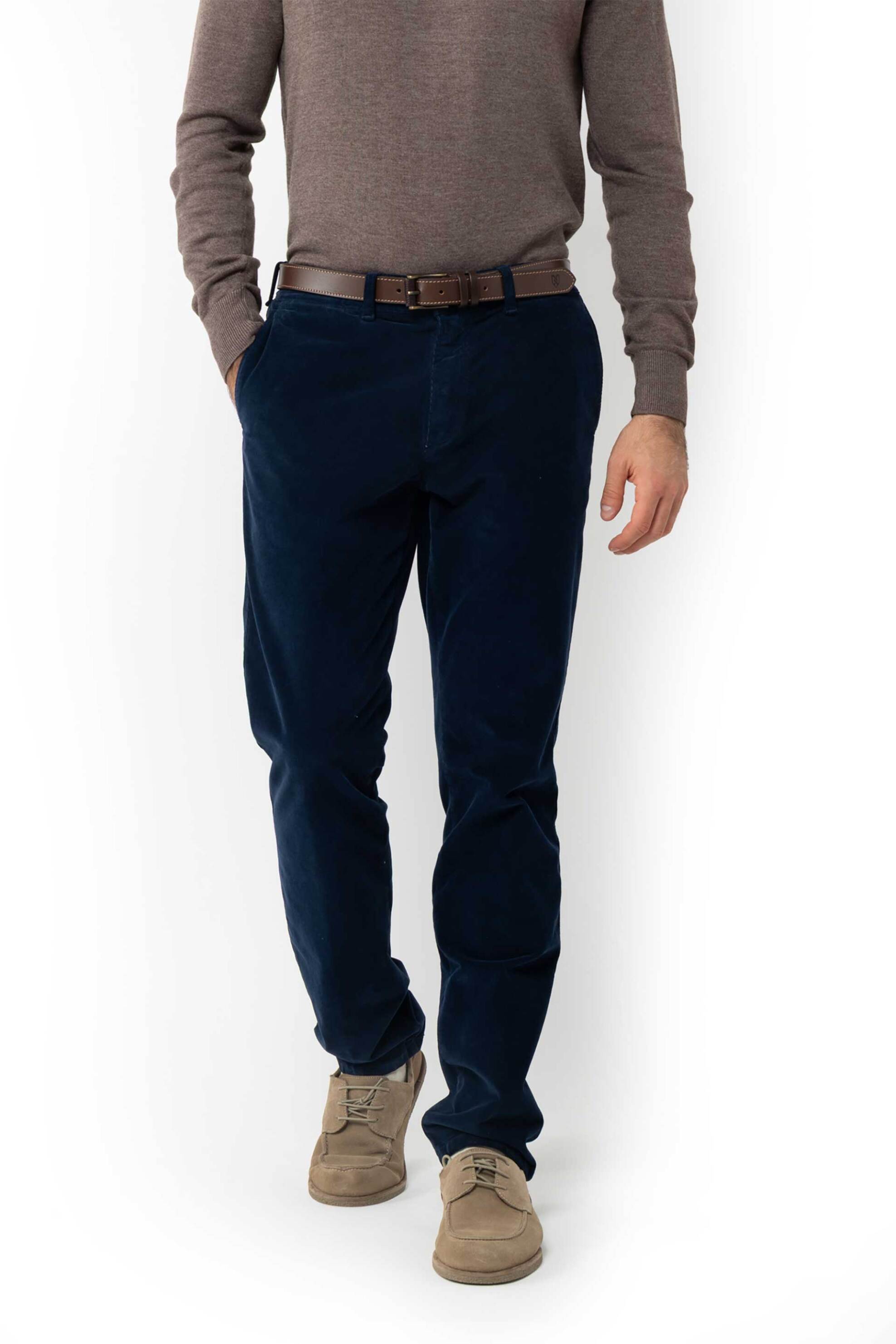 The Bostonians ανδρικό chino παντελόνι κοτλέ Regular Fit - CN252601 Μπλε Σκούρο
