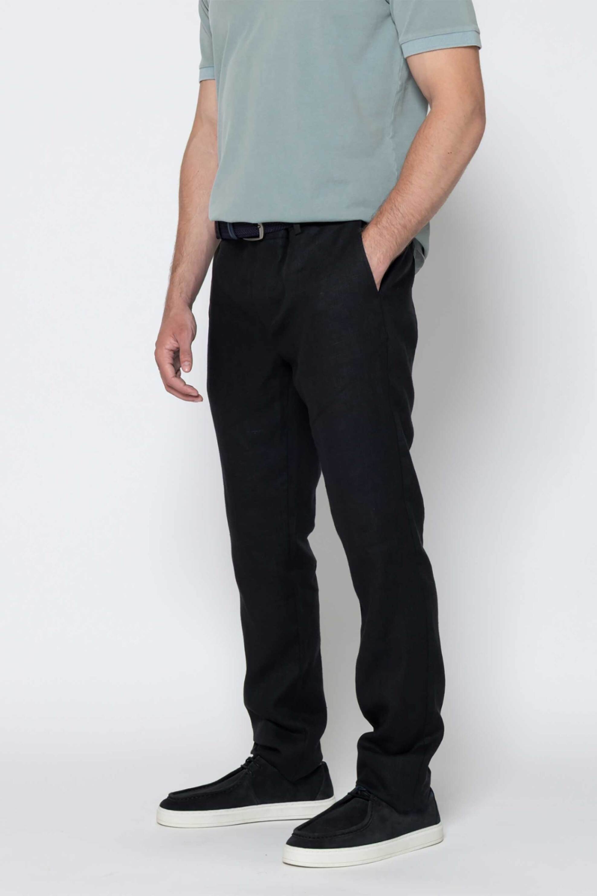 The Bostonians ανδρικό λινό παντελόνι chino Regular Fit - CN3010424 Μαύρο φωτογραφία