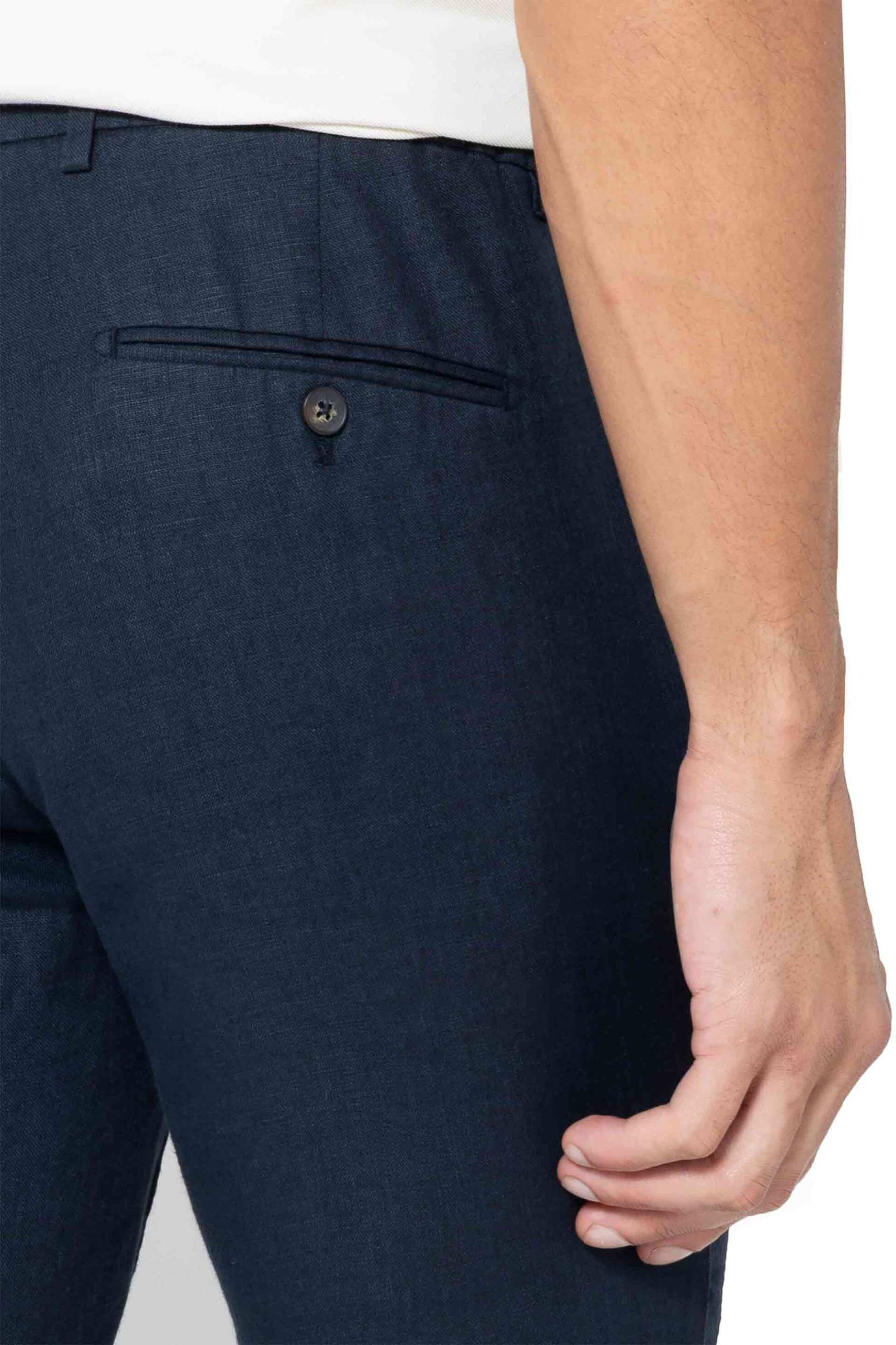 The Bostonians Ανδρικό Λινό Παντελόνι Chino Regular Fit - Cn3010424 Μπλε Σκούρο