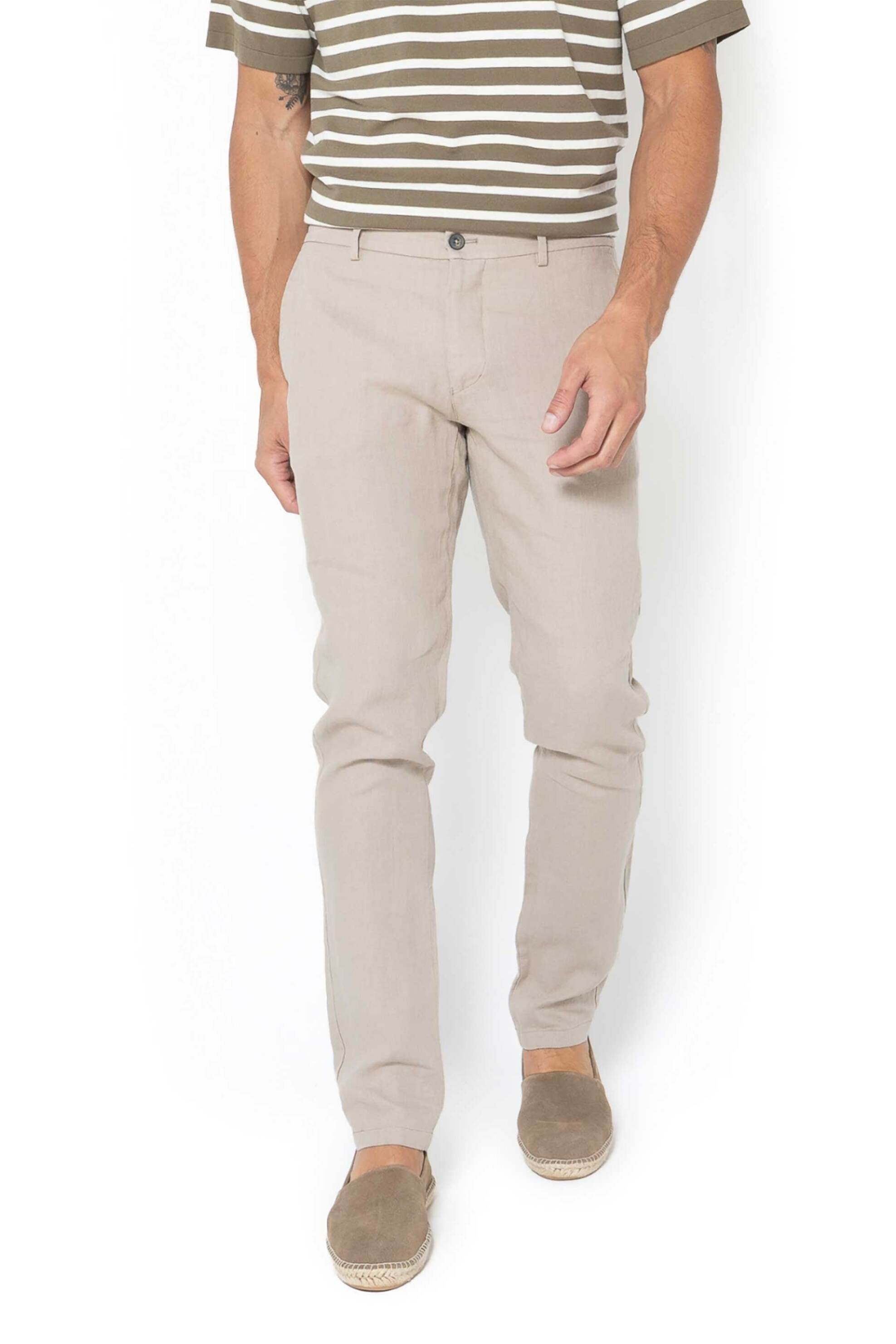 The Bostonians ανδρικό λινό παντελόνι chino Regular Fit - CN3010424 Μπεζ
