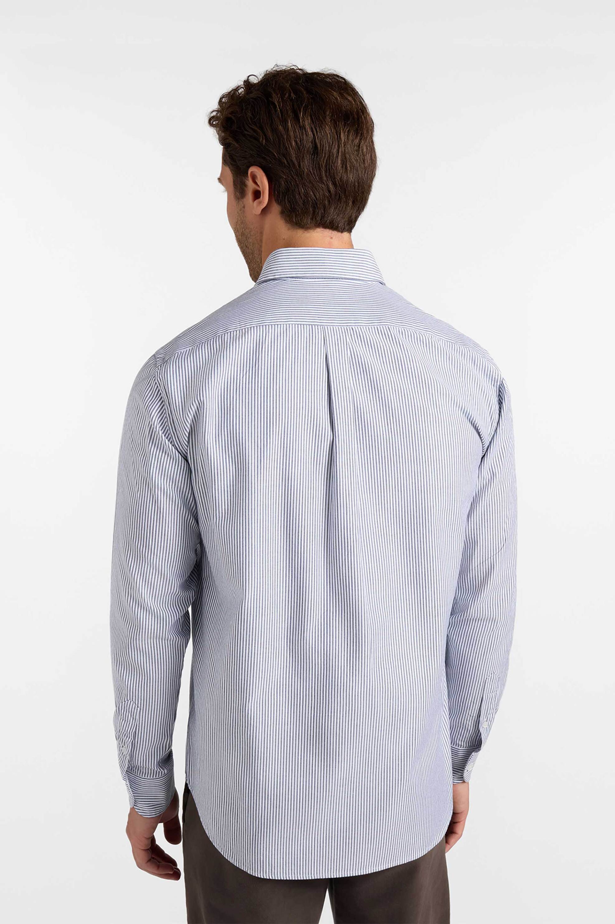 Harmont Blaine Ανδρικό Πουκάμισο Oxford Button Down με Ριγέ Σχέδιο Και Κεντημένο Λογότυπο Regular Fit - Crr011013933B Μπλε Σκούρο