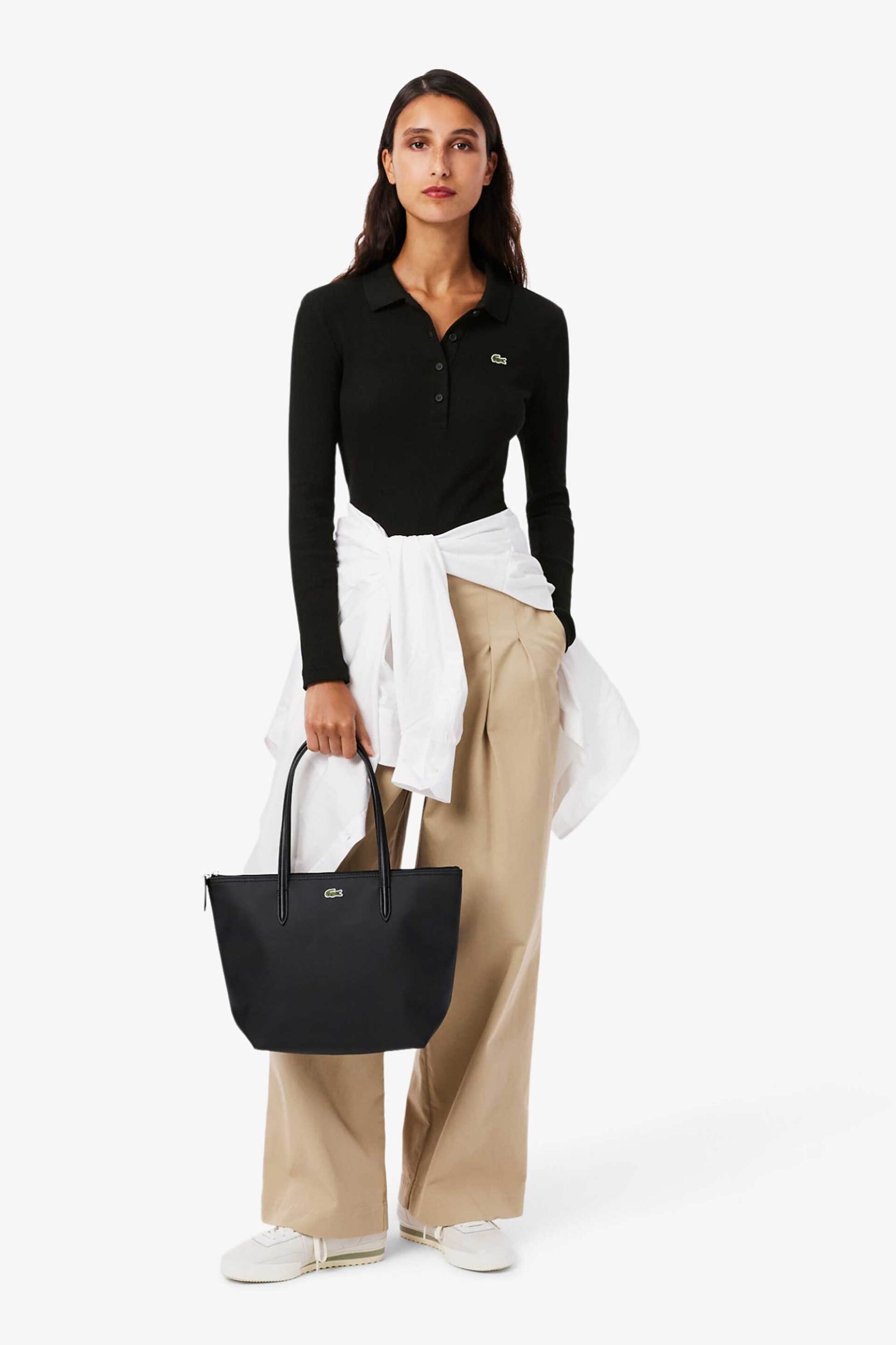 Lacoste γυναικεία μπλούζα πόλο πικέ μακρυμάνικη με κεντημένο λογότυπο Slim Fit - DF5281-00 Μαύρο φωτογραφία