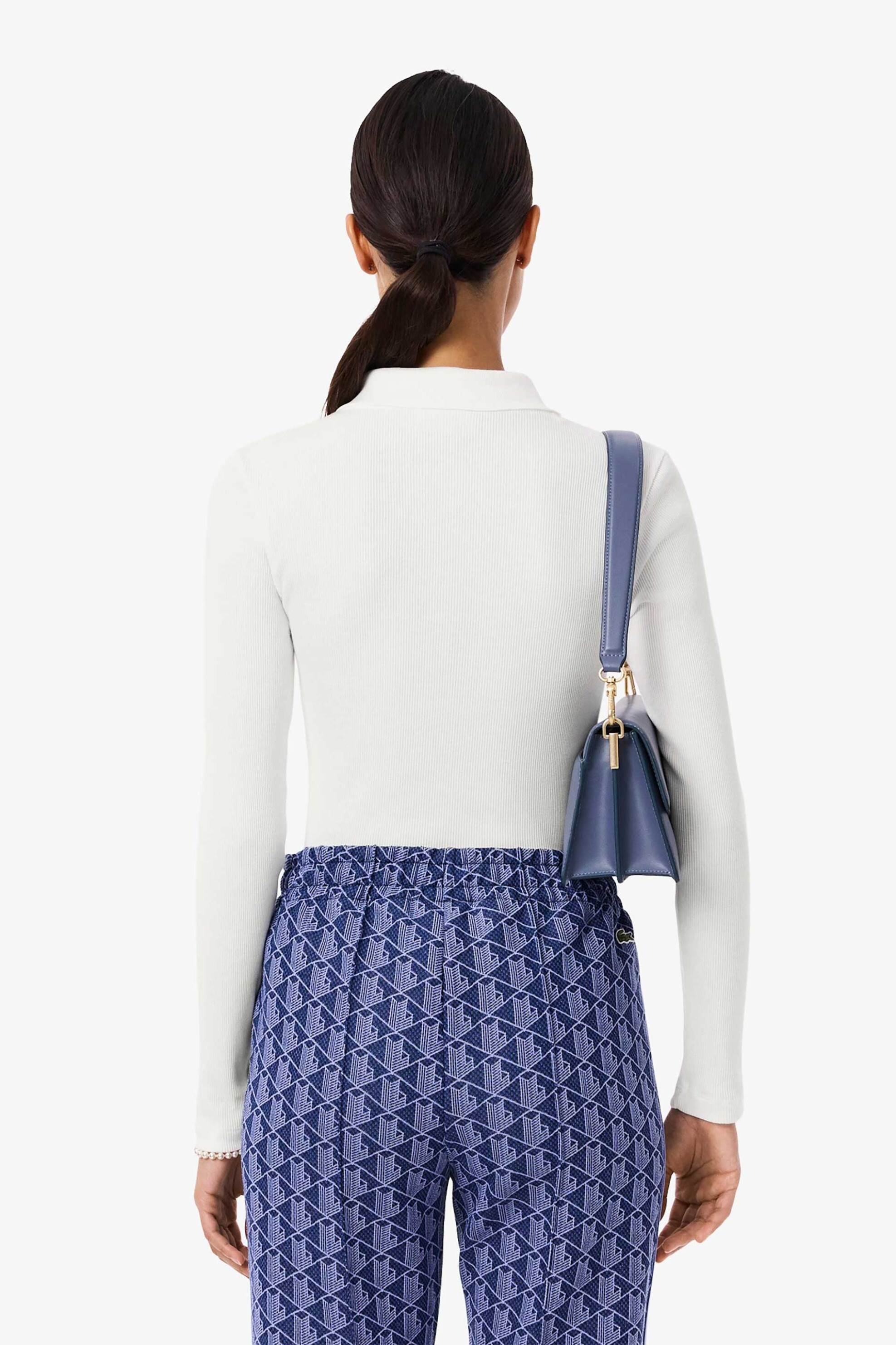 Lacoste γυναικεία μπλούζα πόλο πικέ μακρυμάνικη με κεντημένο λογότυπο Slim Fit - DF5281-00 Λευκό φωτογραφία