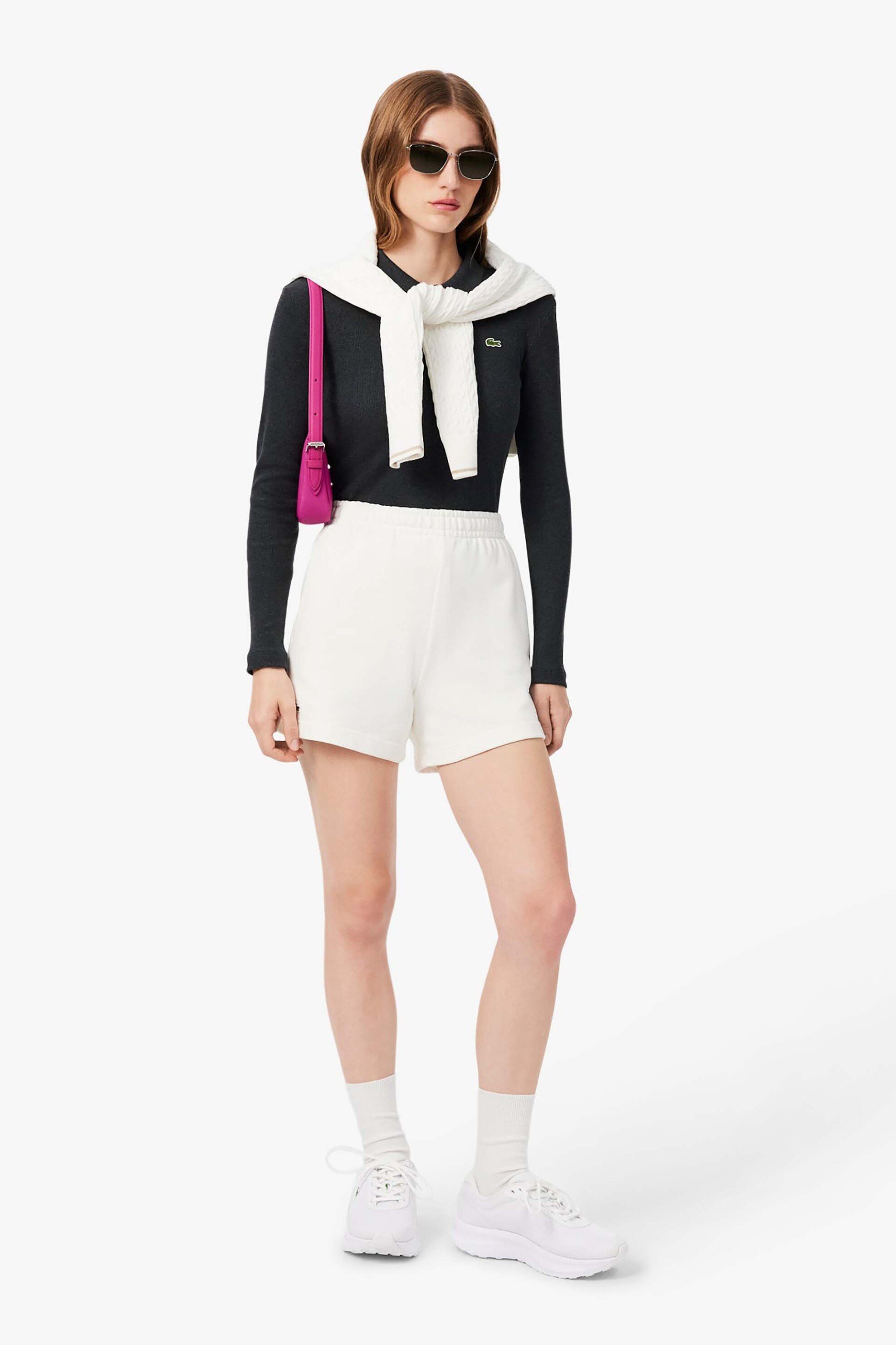 LACOSTE Lacoste γυναικεία μπλούζα πόλο πικέ μακρυμάνικη με κεντημένο λογότυπο Slim Fit - DF5281-00 Ανθρακί - 3