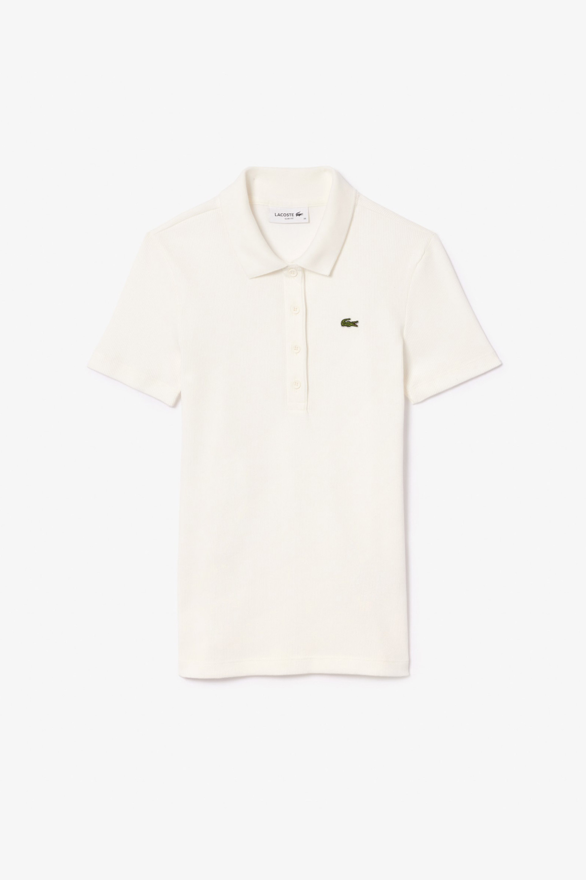 Lacoste γυναικεία μπλούζα πόλο ribbed με κεντημένο λογότυπο Slim Fit - DF5377 Λευκό φωτογραφία