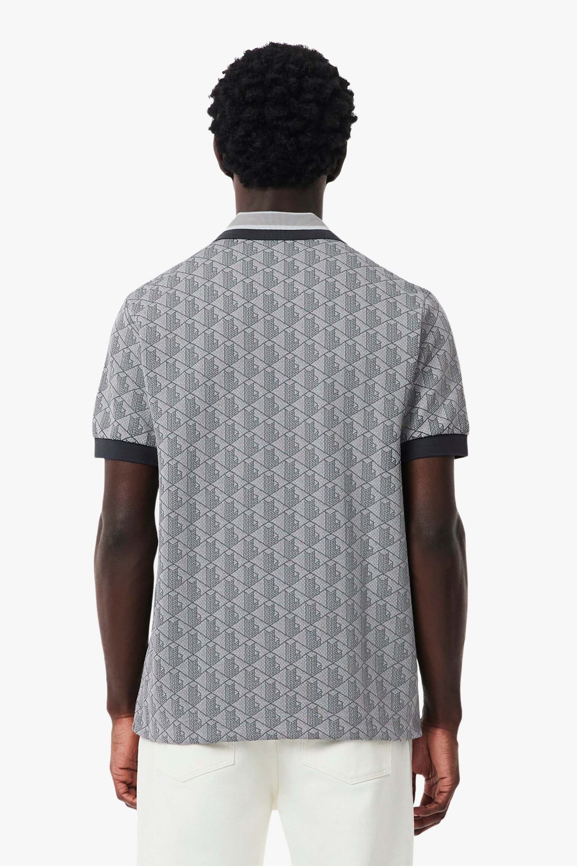 Lacoste Ανδρική Μπλούζα Πόλο με All-Over Monogram Classic Fit - Dh1417 Γκρι