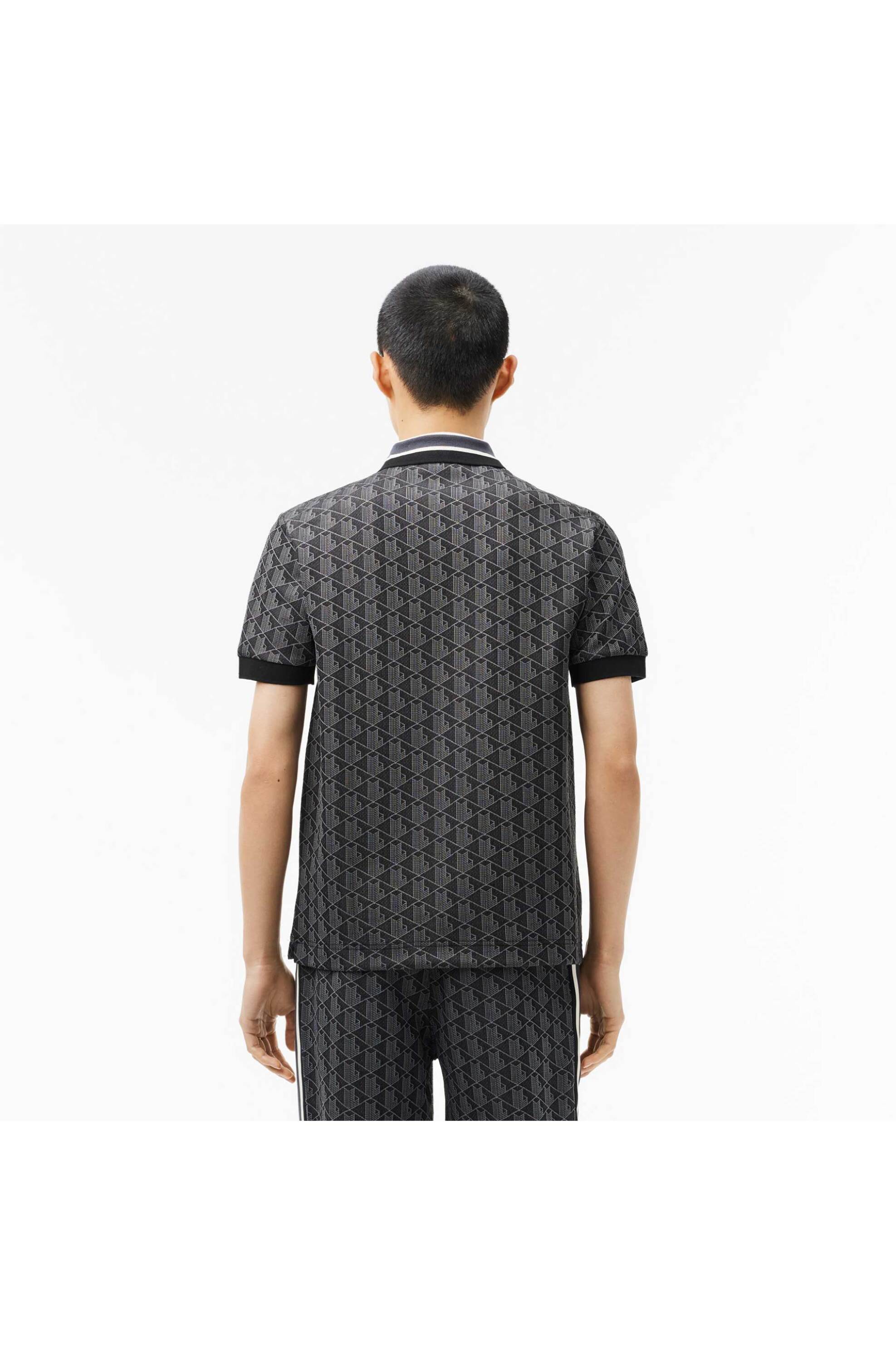 Lacoste ανδρική μπλούζα πόλο με all-over monogram Classic Fit - DH1417 Μαύρο φωτογραφία