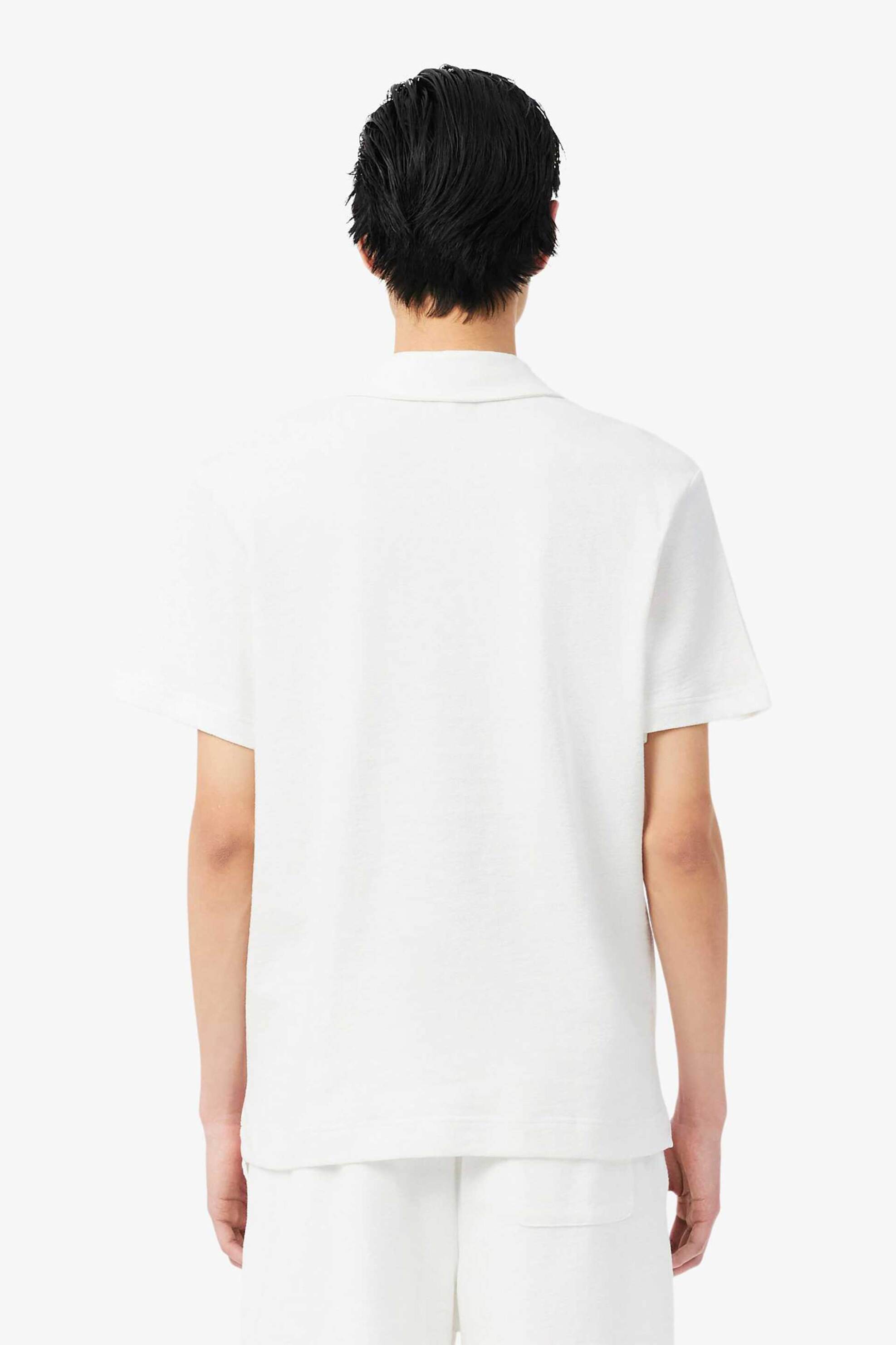 Lacoste Ανδρική Μπλούζα Πόλο Textured με Λογότυπο Classic Fit - Dh1969 Λευκό