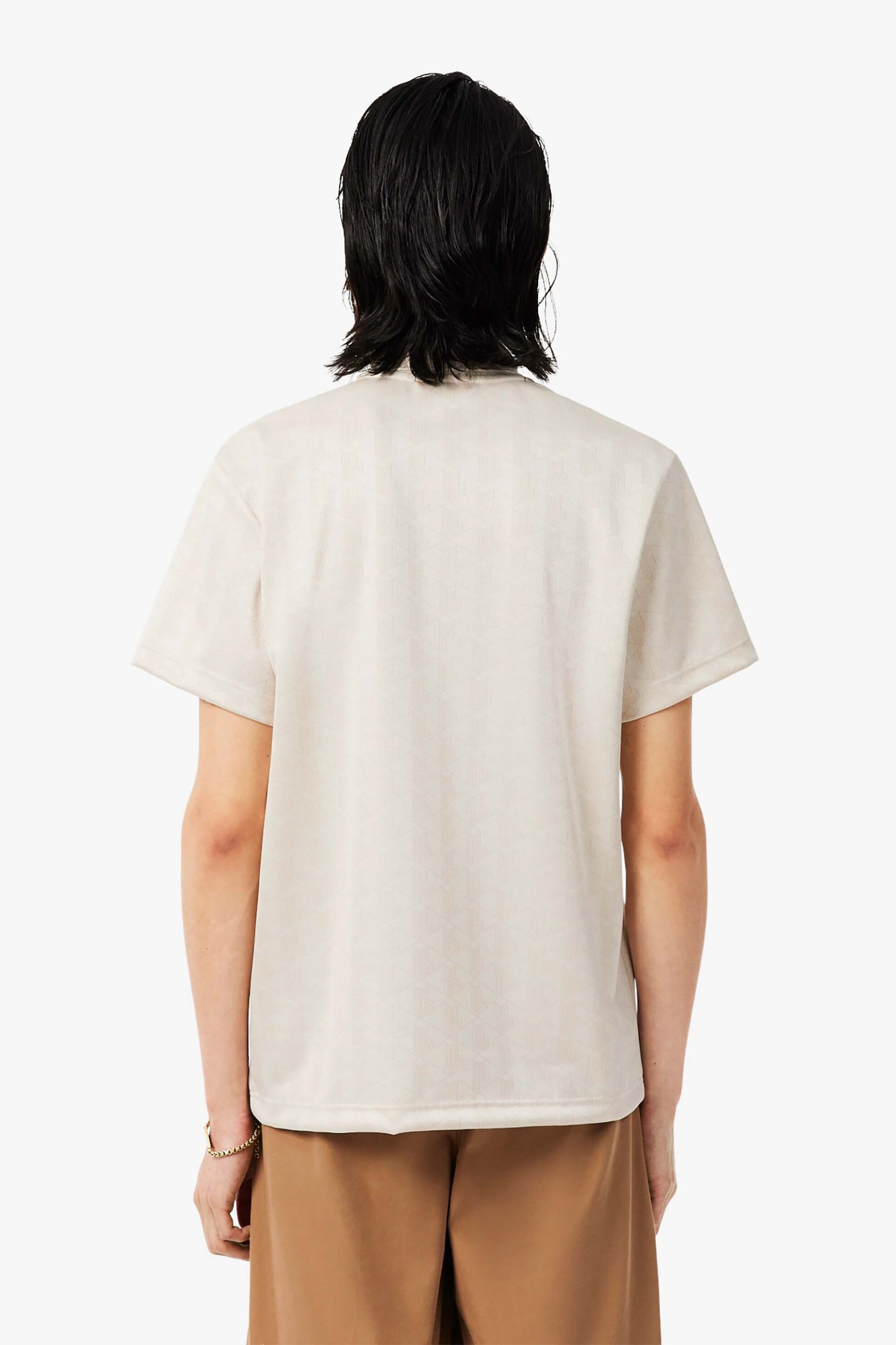 Lacoste Ανδρική Μπλούζα Πόλο με All-Over Monogram Pattern Classic Fit - Dh9787 Μπεζ