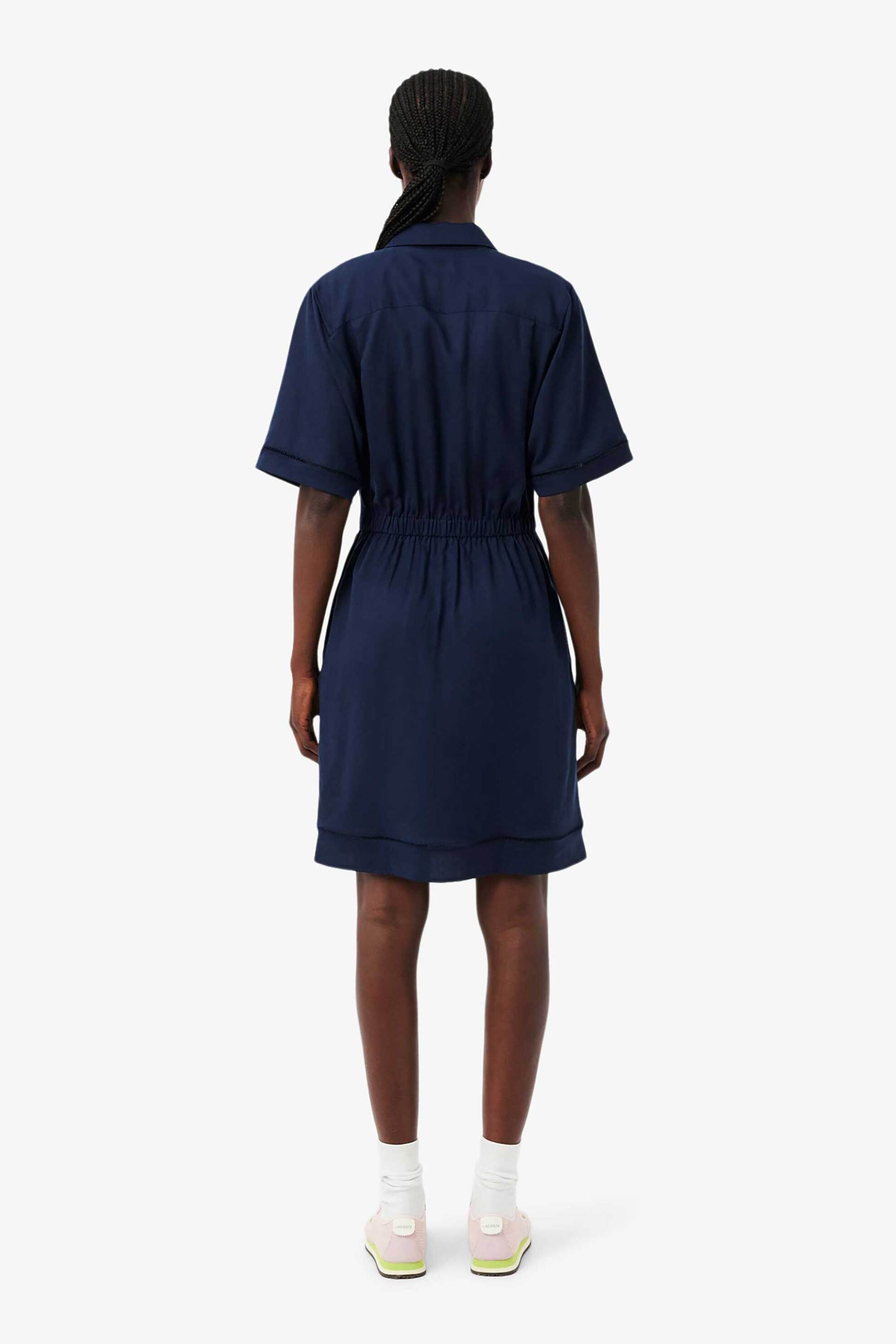 Lacoste Γυναικείο Mini Φόρεμα Σεμιζιέ με Τσέπες Και Λογότυπο Regular Straight Fit - Ef0201 Μπλε Σκούρο