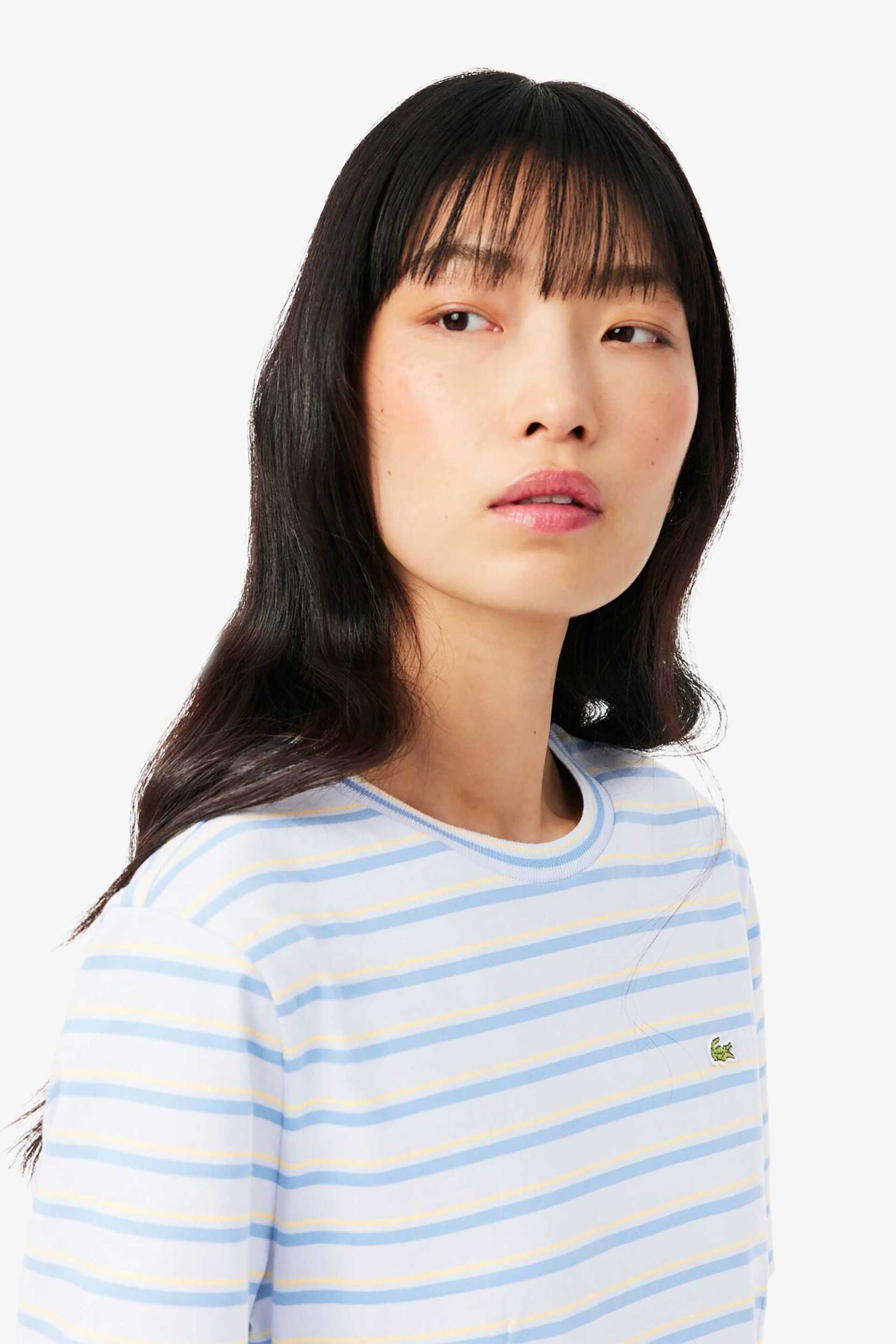 Lacoste γυναικείο mini φόρεμα με ριγέ σχέδιο και λογότυπο Slim Fit - EF0263 Μπλε Ανοιχτό