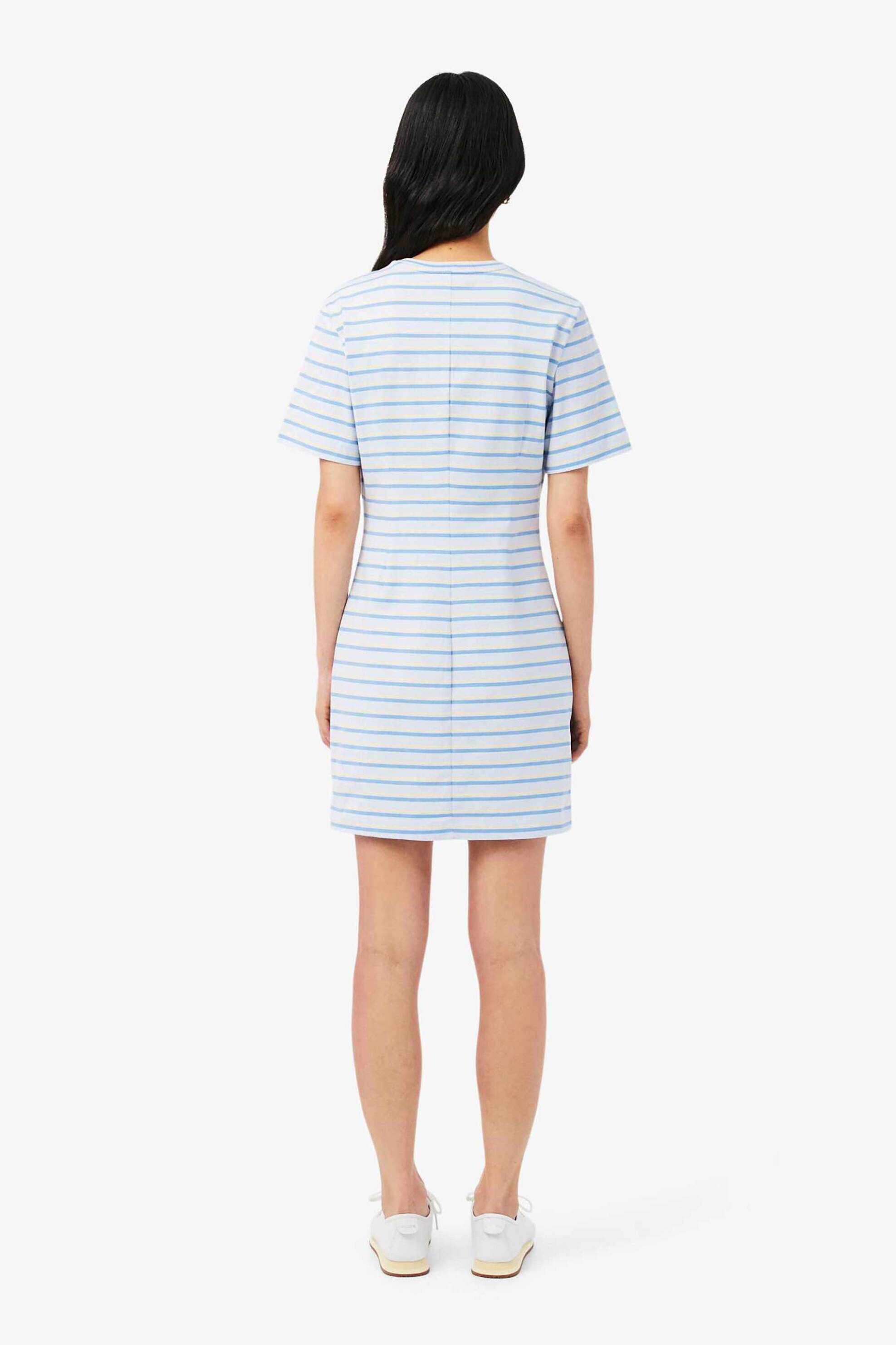Lacoste Γυναικείο Mini Φόρεμα με Ριγέ Σχέδιο Και Λογότυπο Slim Fit - Ef0263 Μπλε Ανοιχτό