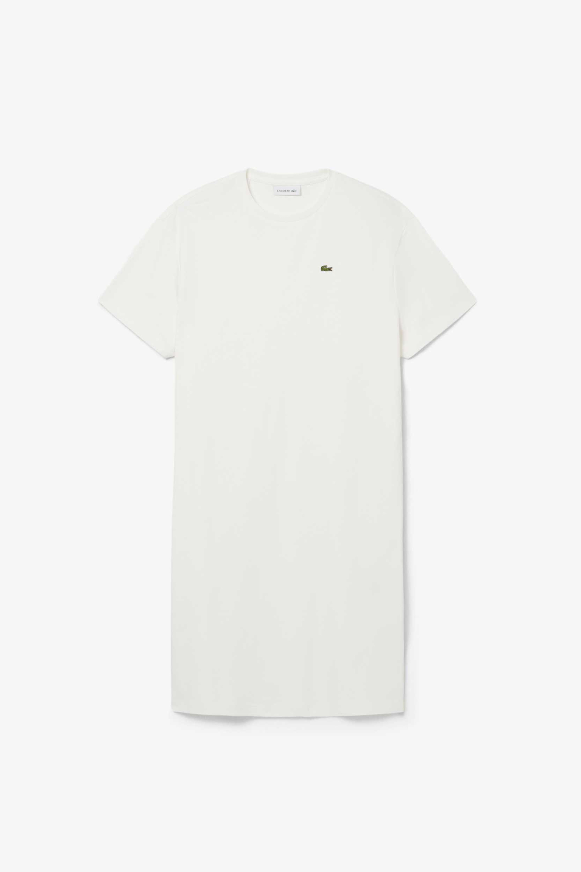 Lacoste Γυναικείο Midi Φόρεμα με Κεντημένο Λογότυπο Oversized Fit - Ef2883 Λευκό