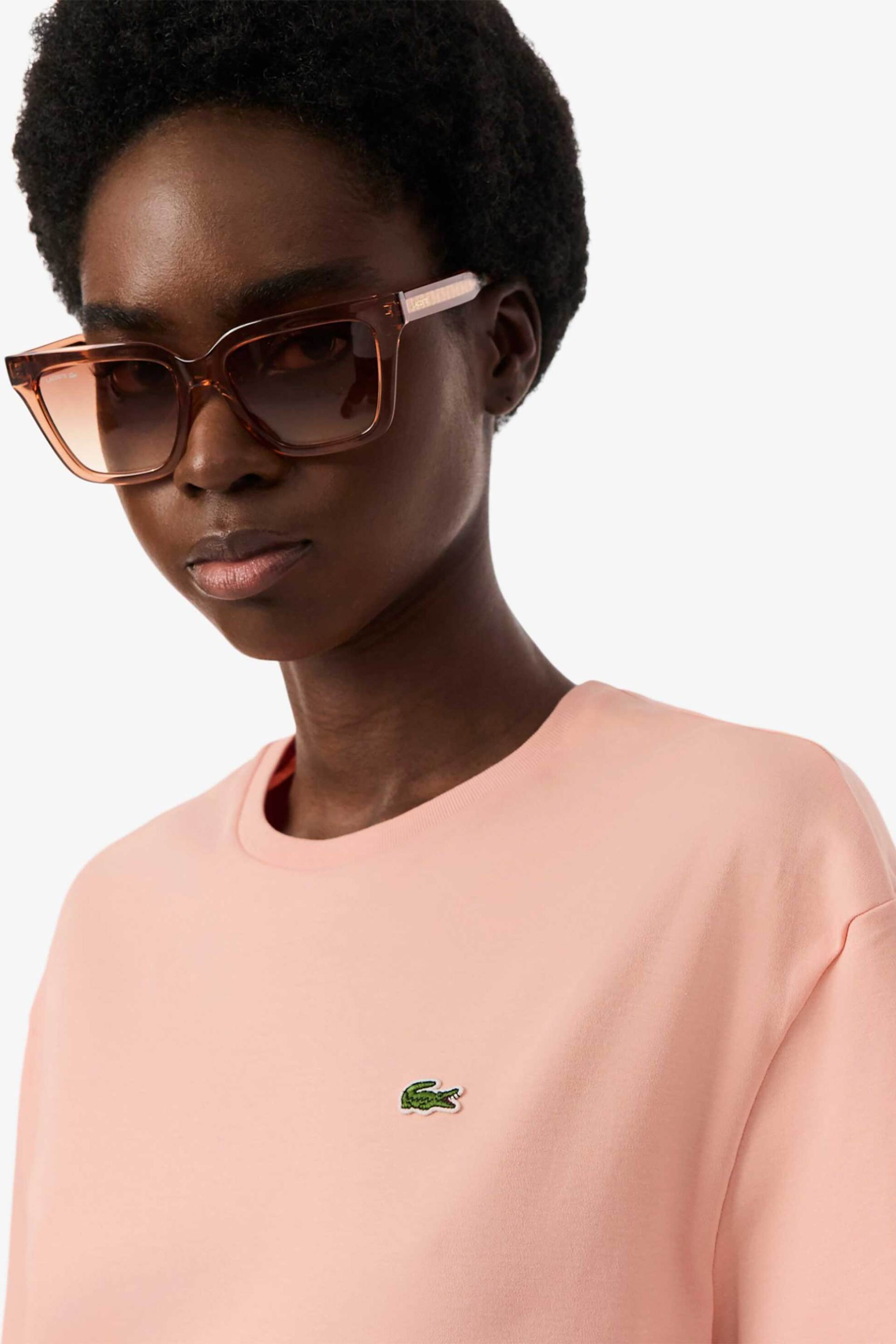 Lacoste γυναικείο midi φόρεμα με κεντημένο λογότυπο Oversized Fit - EF2883 Σομόν