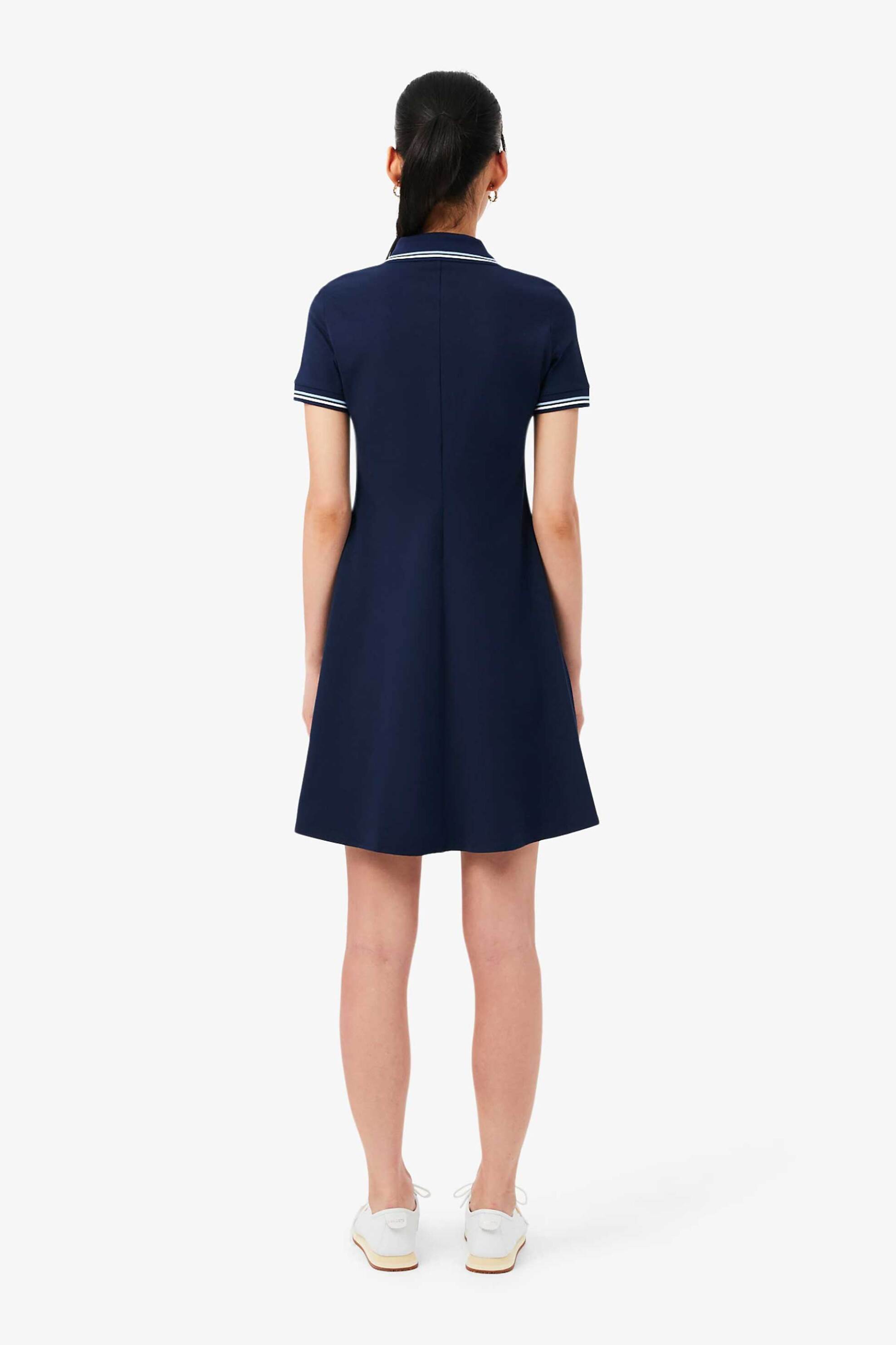Lacoste Γυναικείο Mini Φόρεμα Πόλο με Λογότυπο Flared Fit - Ef5288 Μπλε Σκούρο