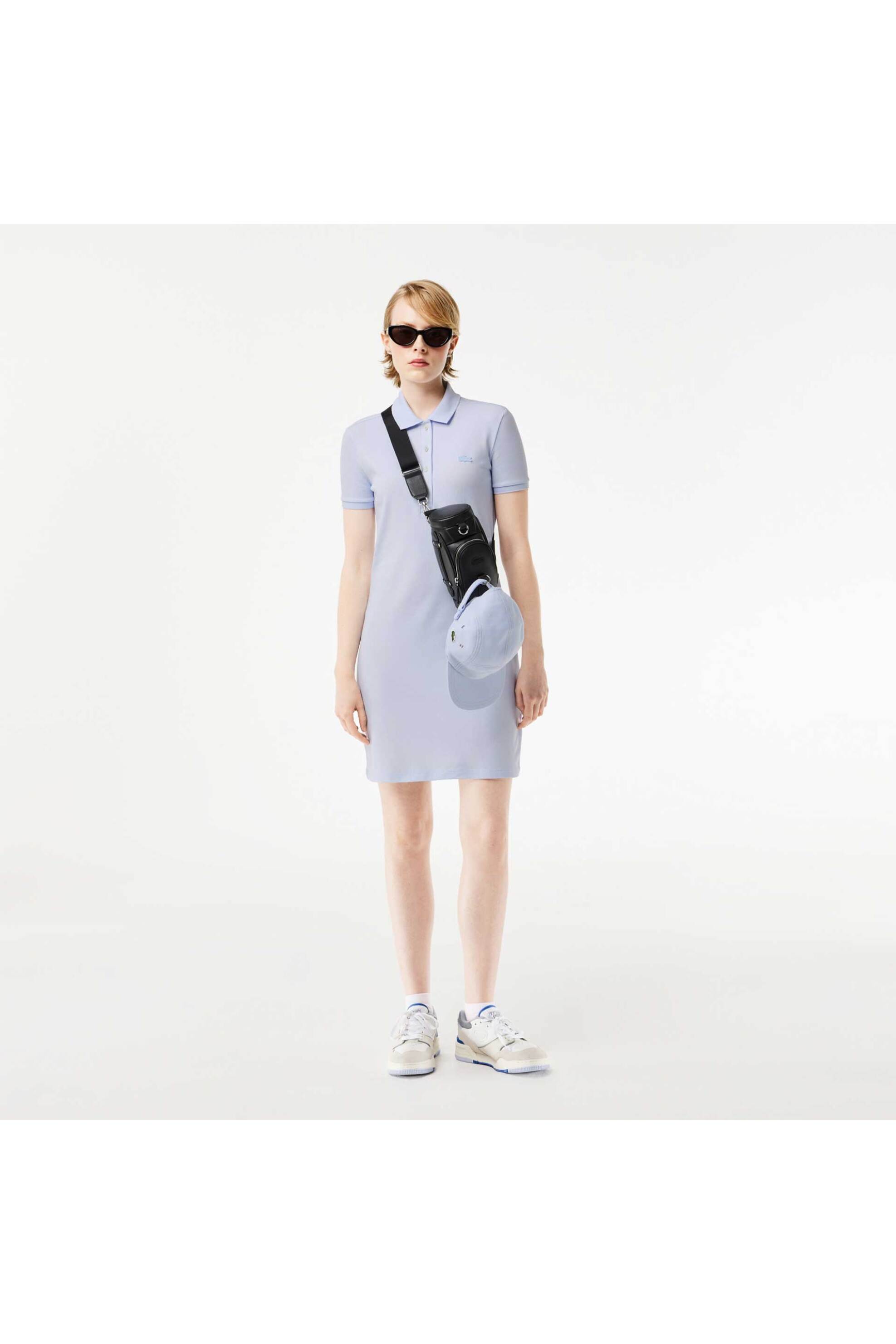 LACOSTE Lacoste γυναικείο mini φόρεμα πόλο πικέ με κεντημένο λογότυπο Slim Fit - EF5473 Μπλε Ανοιχτό - 3