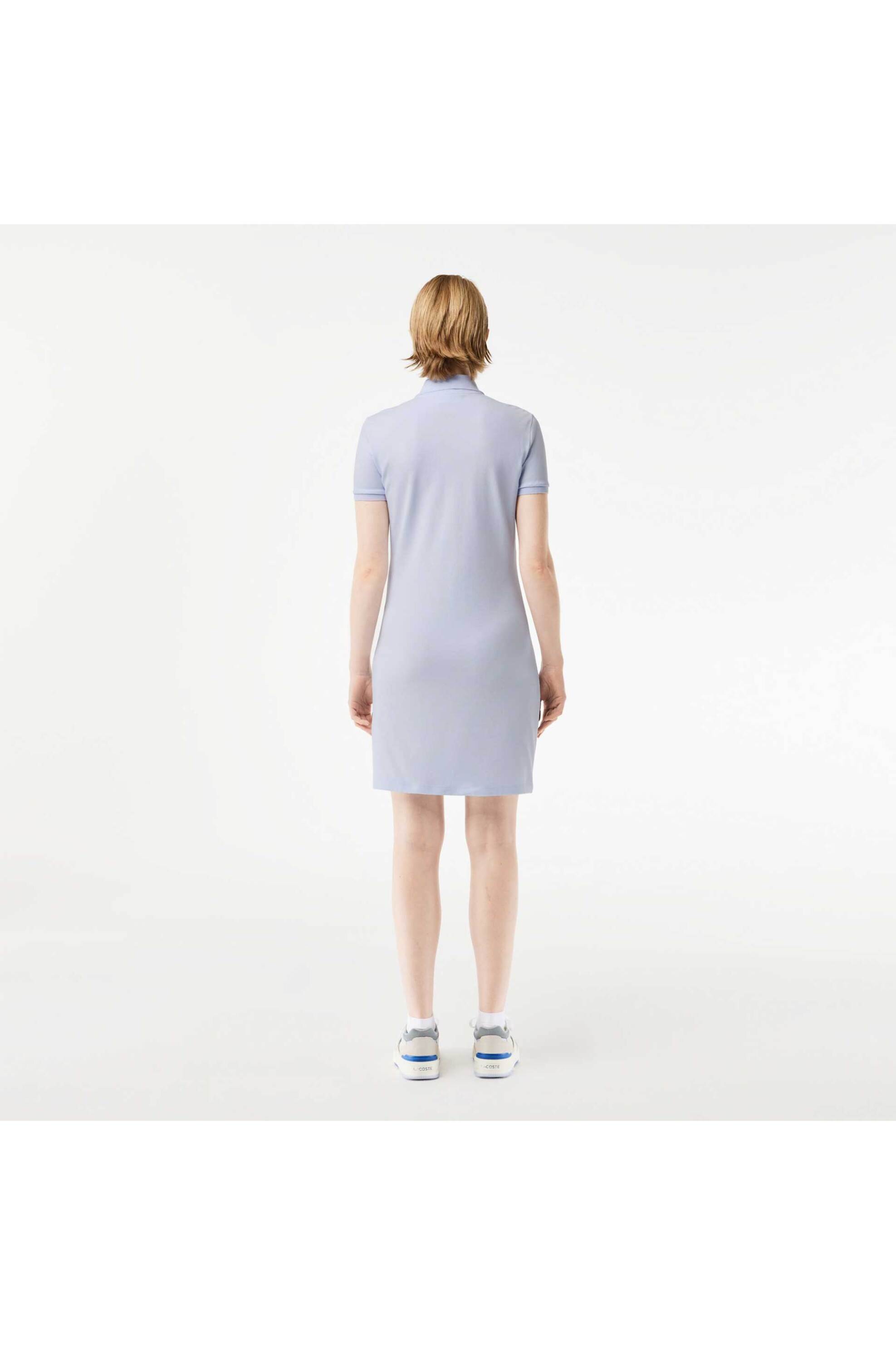 LACOSTE Lacoste γυναικείο mini φόρεμα πόλο πικέ με κεντημένο λογότυπο Slim Fit - EF5473 Μπλε Ανοιχτό - 4