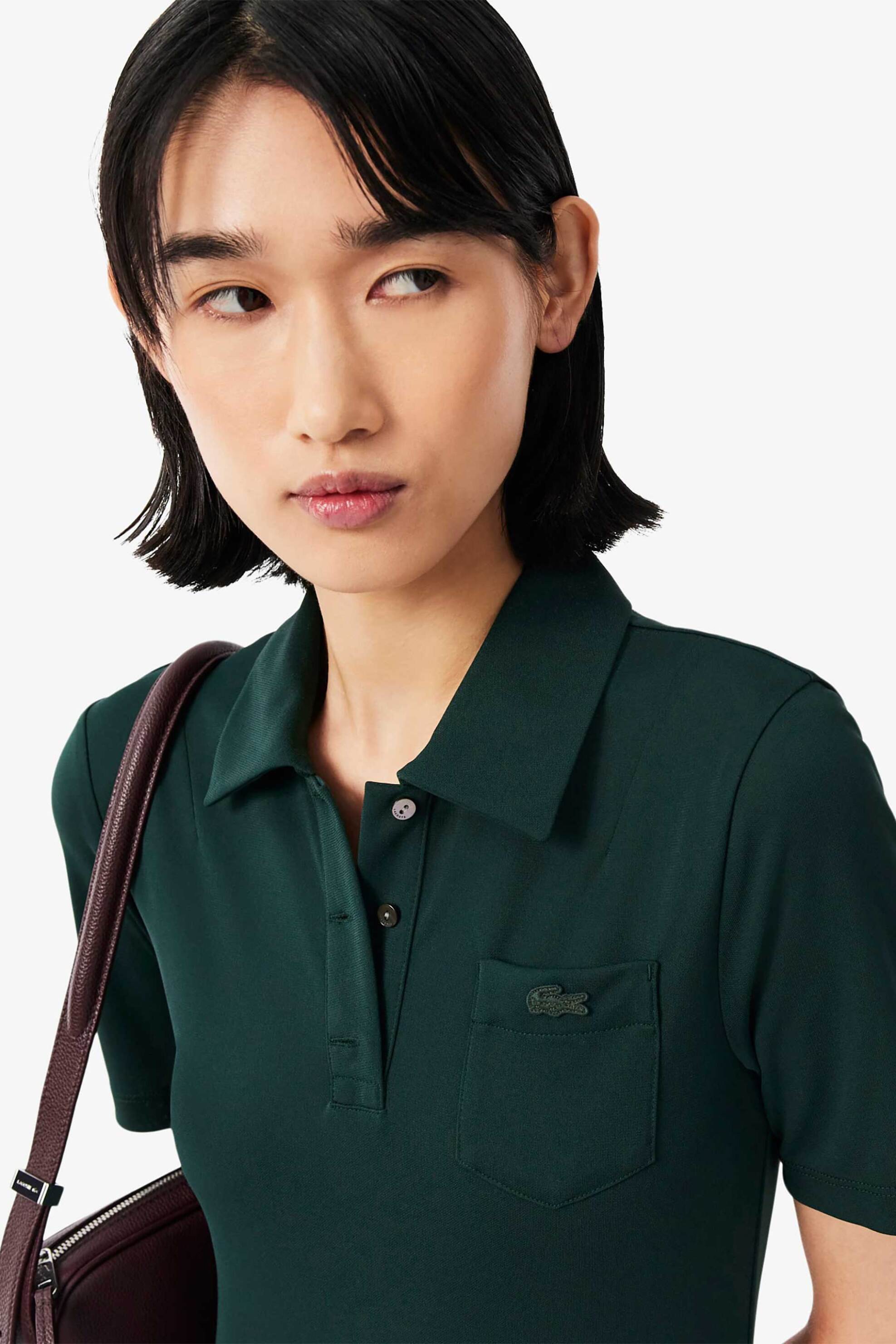 Lacoste γυναικείο midi φόρεμα πόλο με πλισέ φούστα και κεντημένο λογότυπο Flared & Fitted - EF8660 Κυπαρισσί