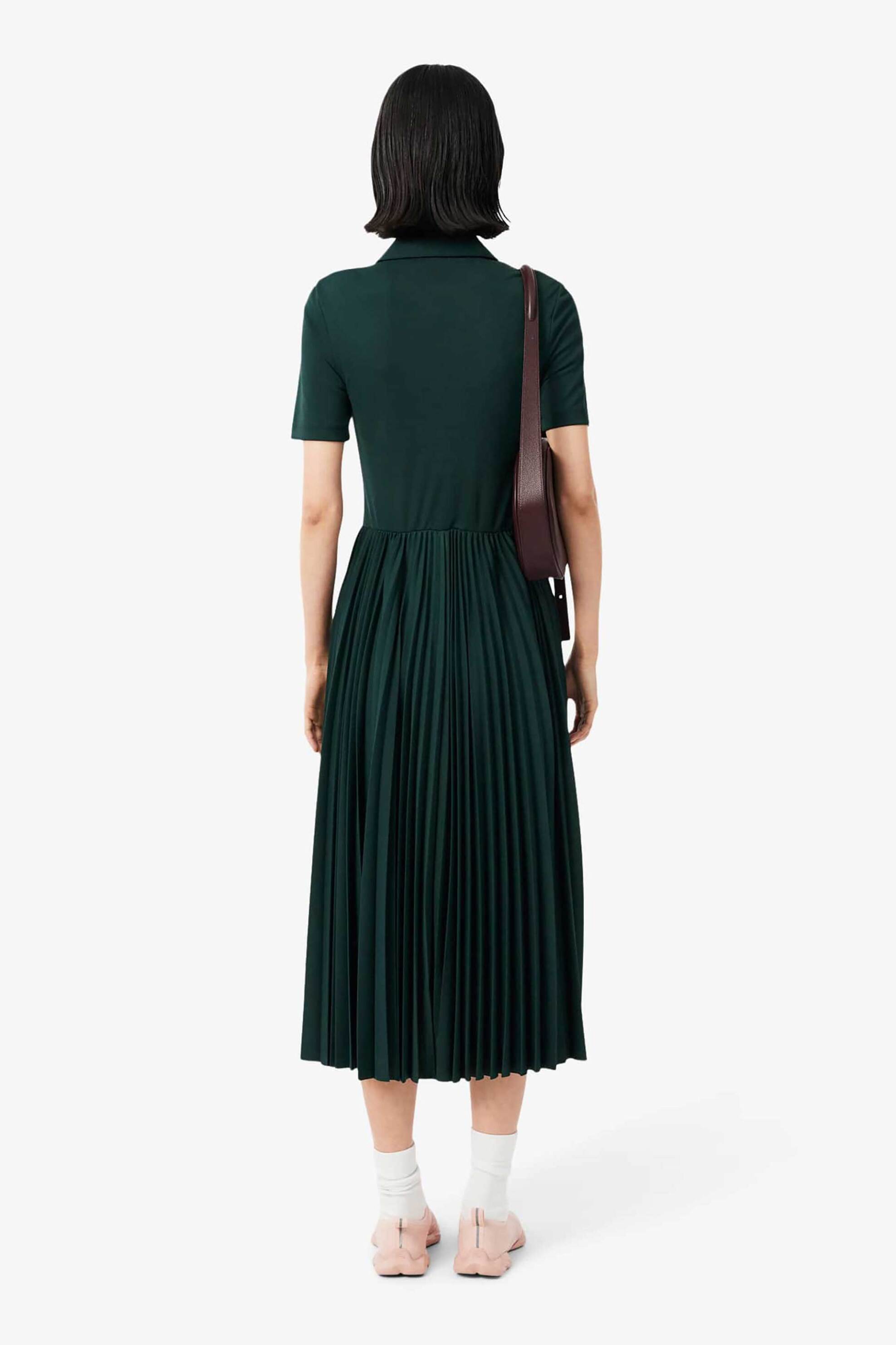LACOSTE Lacoste γυναικείο midi φόρεμα πόλο με πλισέ φούστα και κεντημένο λογότυπο Flared & Fitted - EF8660 Κυπαρισσί - 4