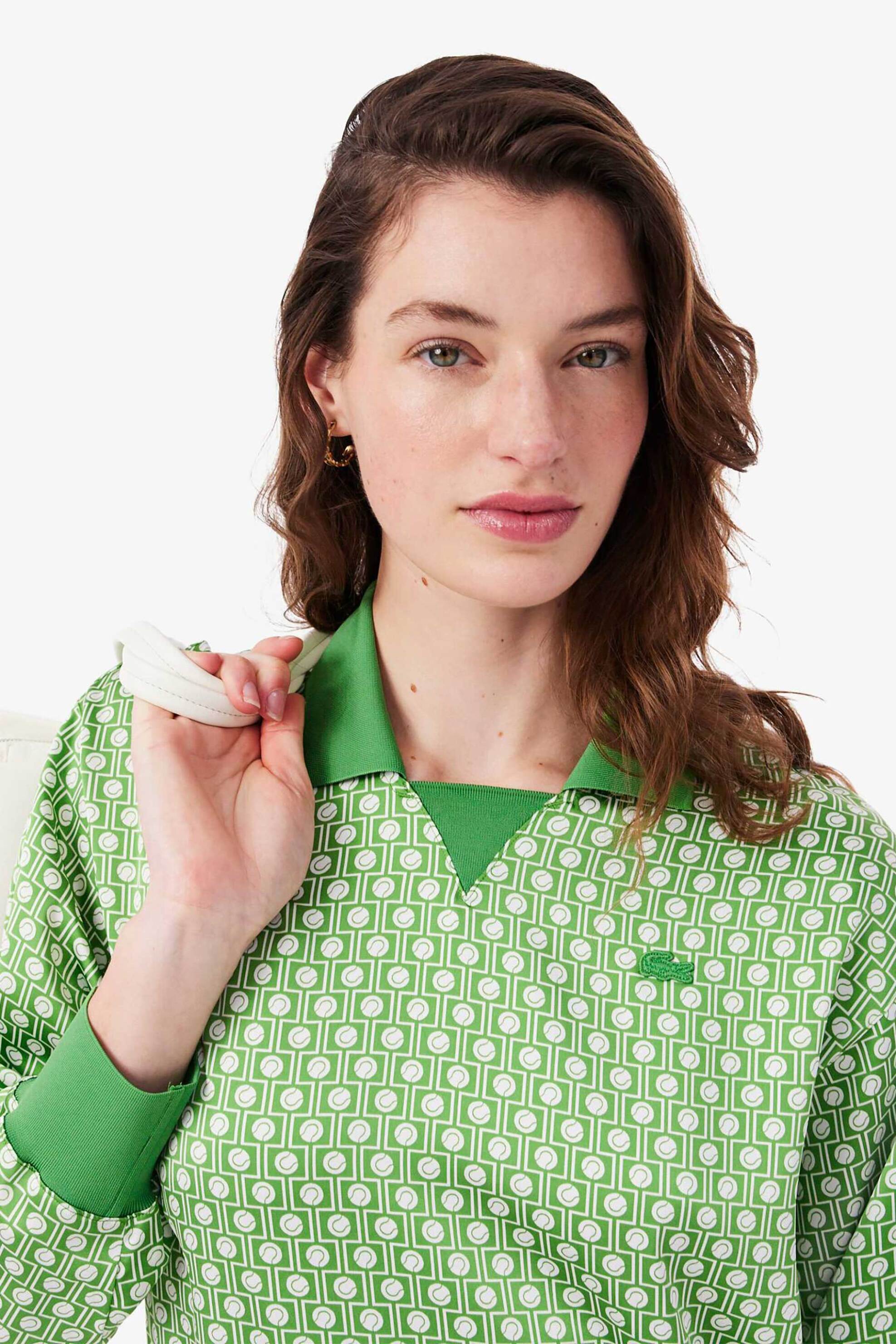 LACOSTE Lacoste γυναικείο mini φόρεμα πόλο σατέν με all-over tennis ball print και λογότυπο Regular Fit - EF9789 Πράσινο Ανοιχτό - 2