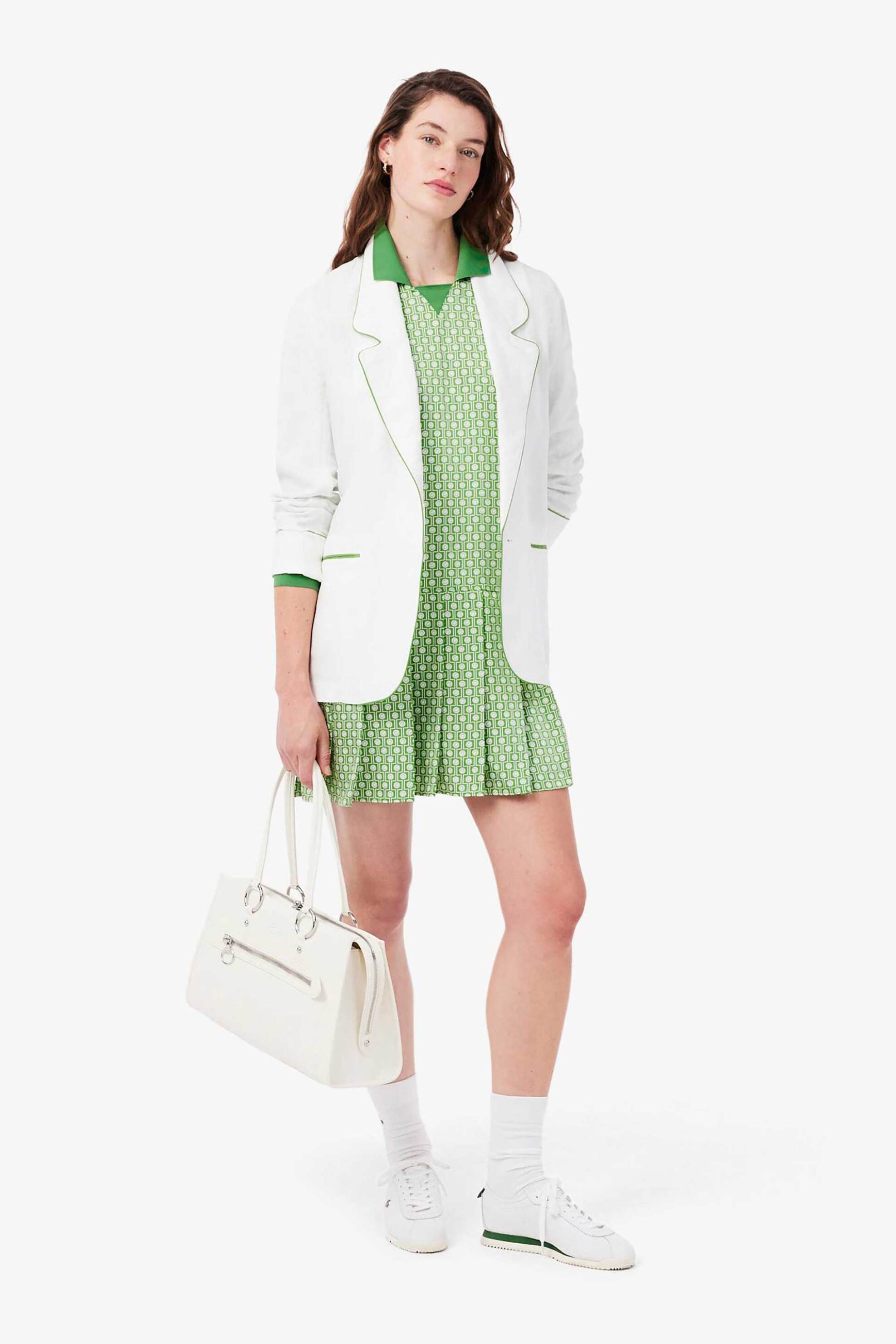 LACOSTE Lacoste γυναικείο mini φόρεμα πόλο σατέν με all-over tennis ball print και λογότυπο Regular Fit - EF9789 Πράσινο Ανοιχτό - 3