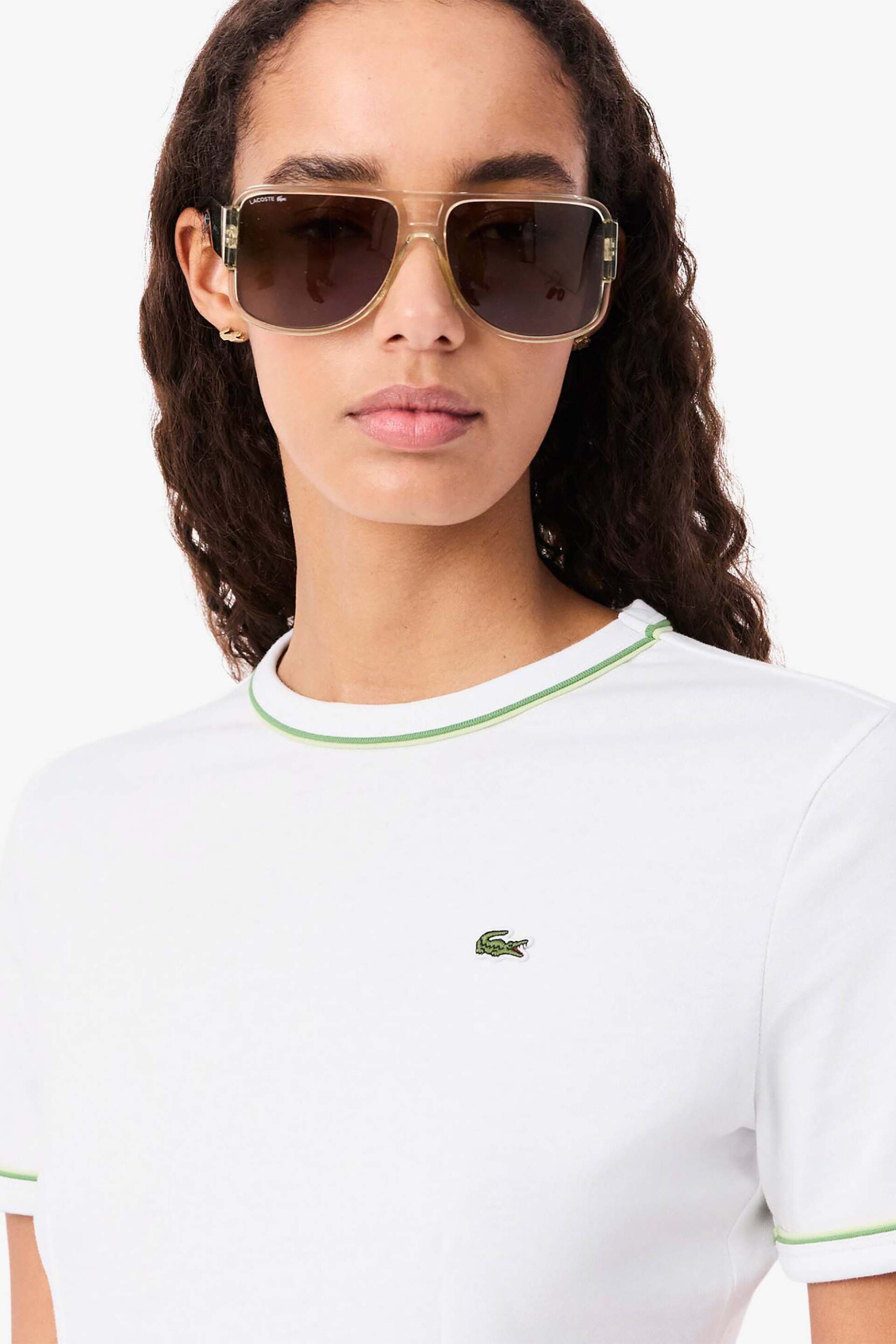 Lacoste γυναικείο mini φόρεμα με contrast trims και λογότυπο Slim Fit - EF9855 Λευκό
