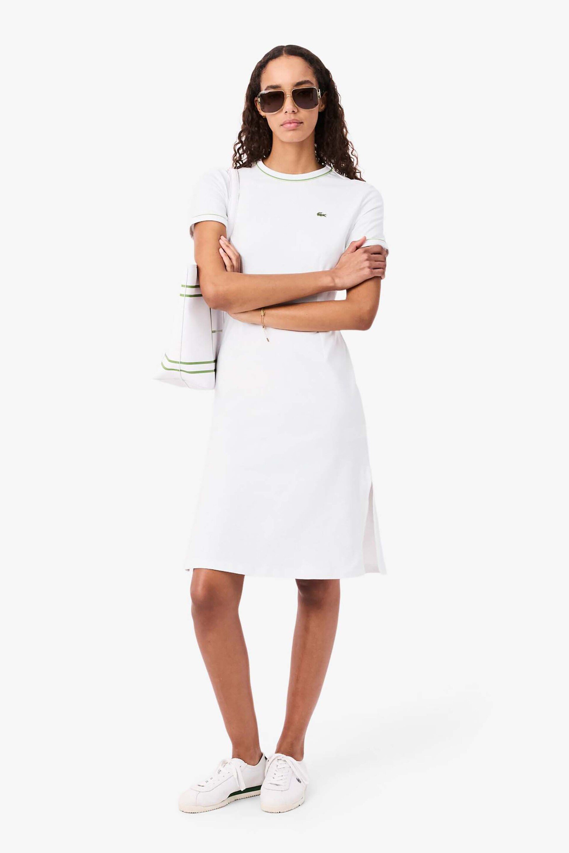 LACOSTE Lacoste γυναικείο mini φόρεμα με contrast trims και λογότυπο Slim Fit - EF9855 Λευκό - 3