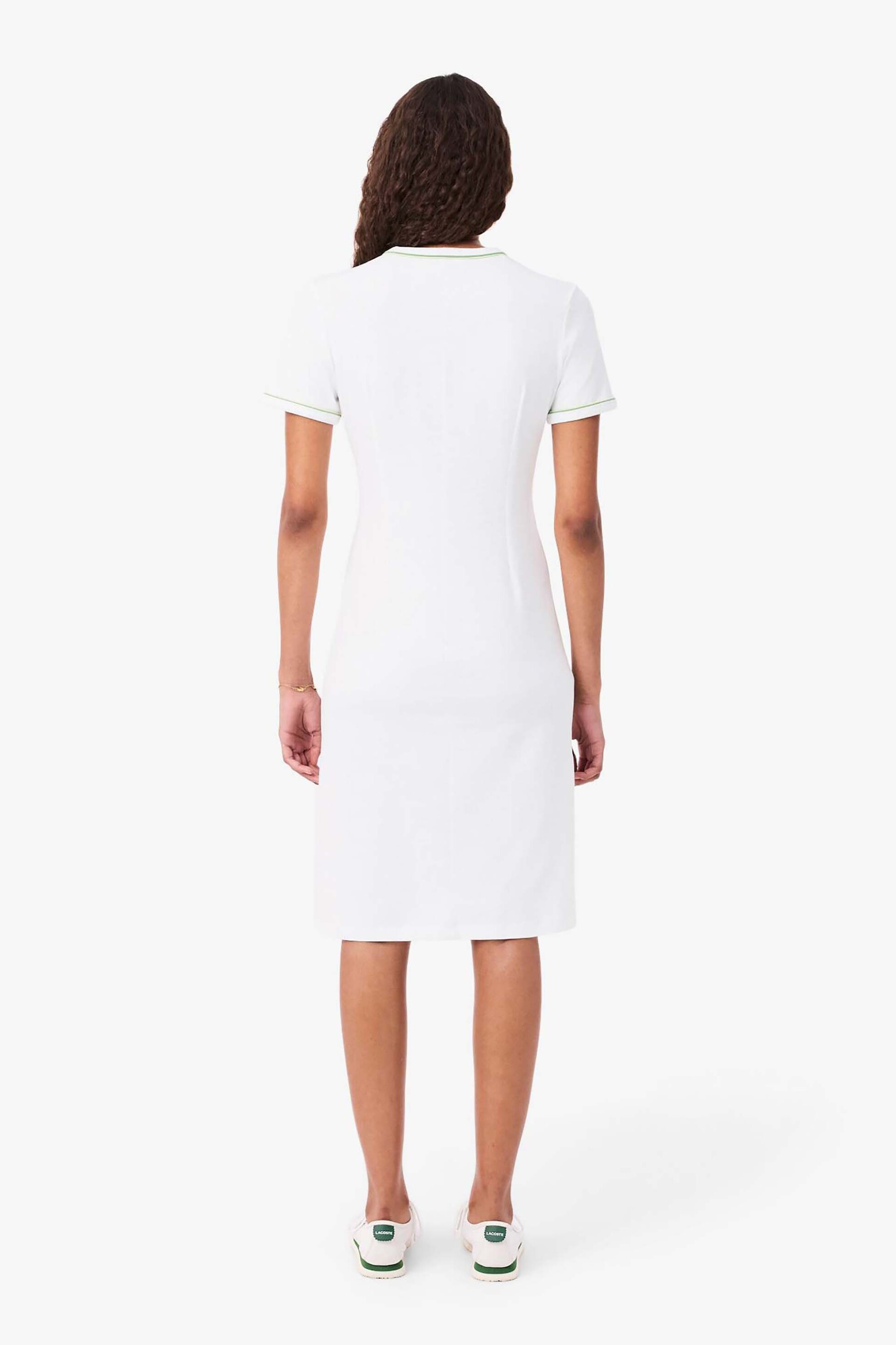 Lacoste Γυναικείο Mini Φόρεμα με Contrast Trims Και Λογότυπο Slim Fit - Ef9855 Λευκό
