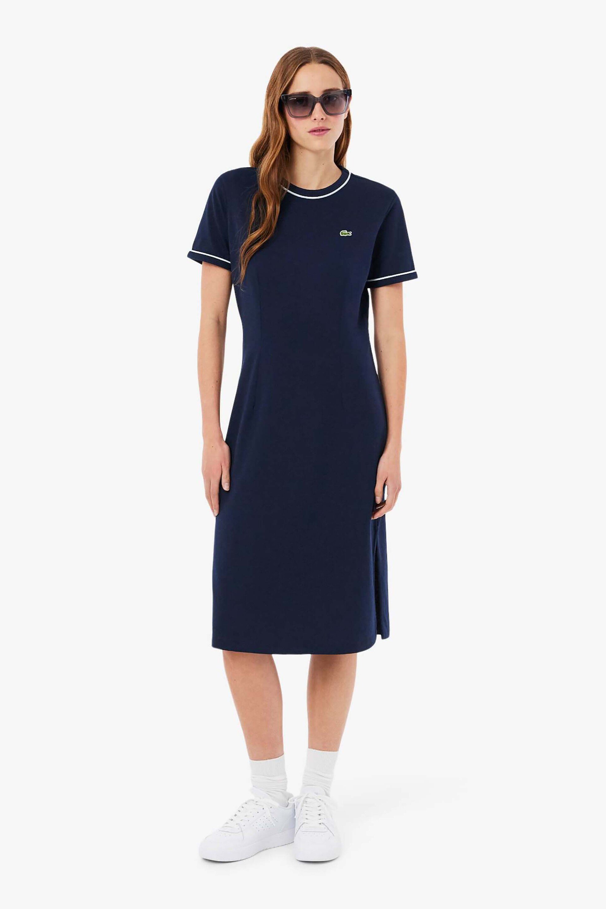Lacoste γυναικείο mini φόρεμα με contrast trims και λογότυπο Slim Fit - EF9855 Μπλε Σκούρο