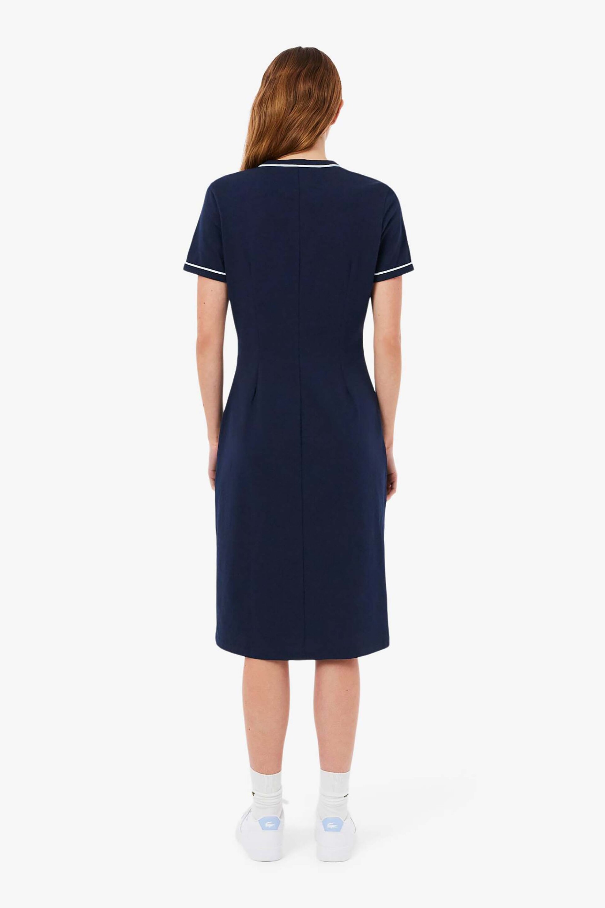 Lacoste Γυναικείο Mini Φόρεμα με Contrast Trims Και Λογότυπο Slim Fit - Ef9855 Μπλε Σκούρο