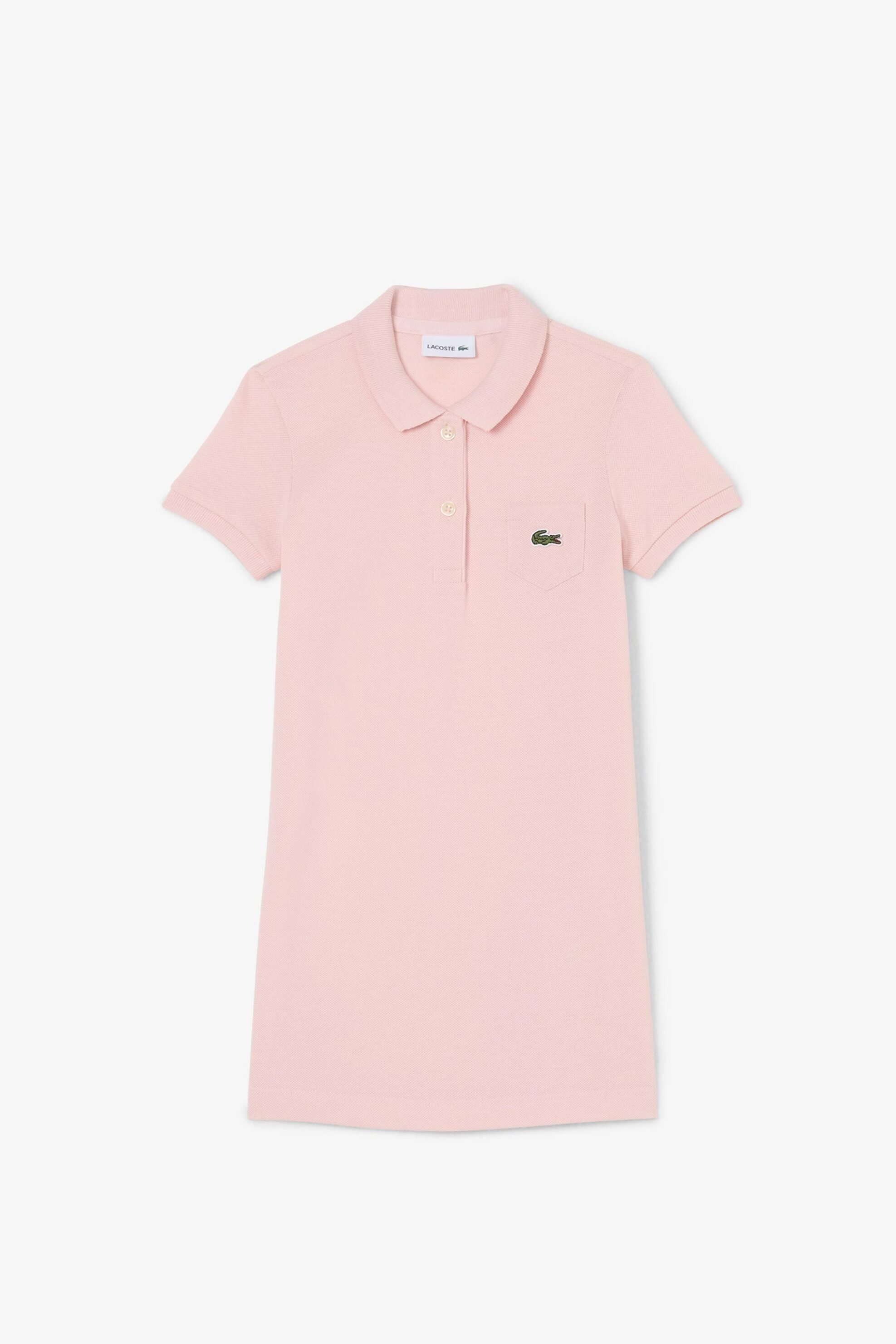 Lacoste Παιδικό Φόρεμα Πόλο Πικέ με Λογότυπο Straight Cut - Ej1278 Ροζ Ανοιχτό