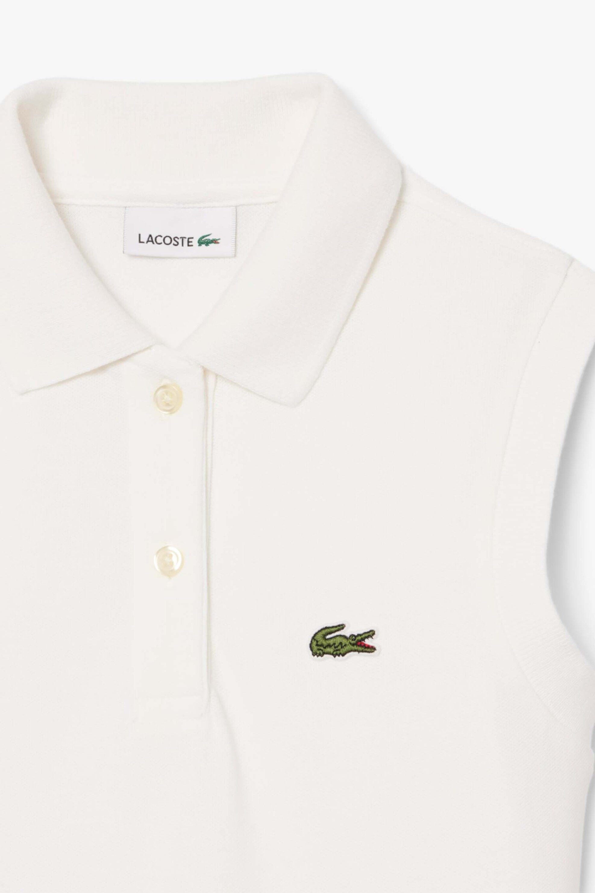 Lacoste Παιδικό Αμάνικο Φόρεμα Πόλο Πικέ με Λογότυπο Flared Fit - Ej6623 Λευκό