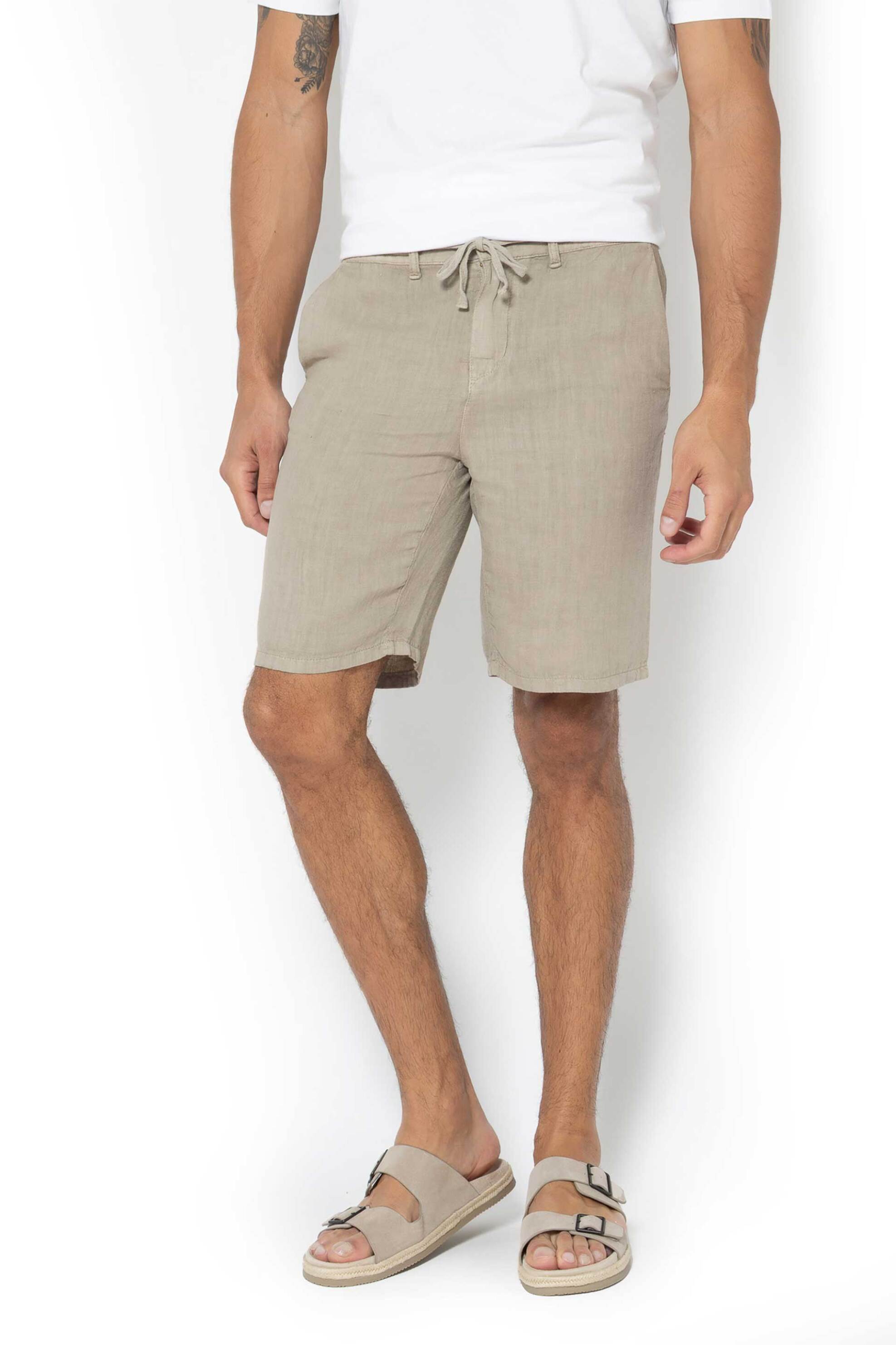 The Bostonians ανδρική λινή βερμούδα chino Regular Fit - EN0052025 Μπεζ