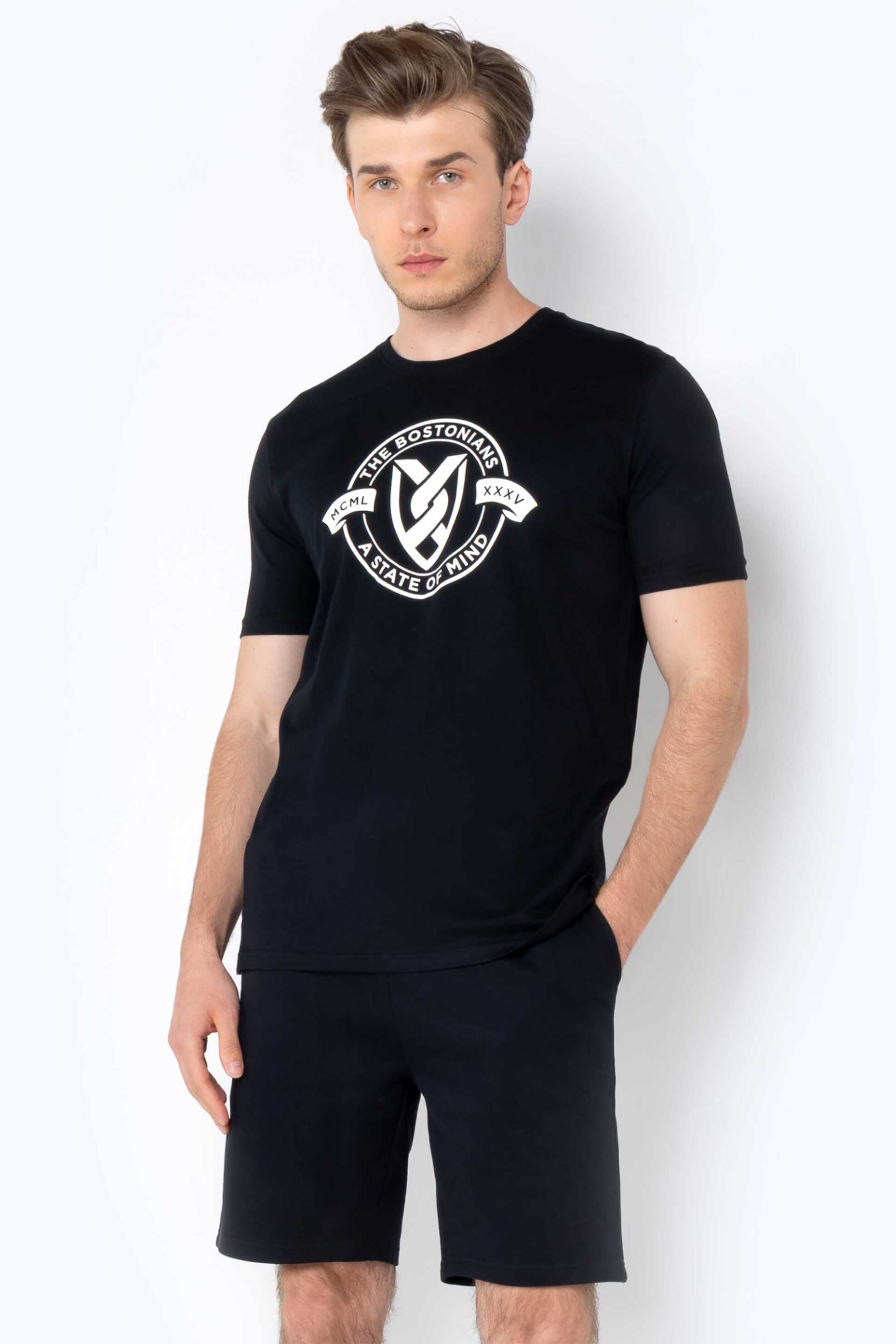 The Bostonians ανδρικό μονόχρωμο σορτς με ελαστική μέση Regular Fit "Essential" - EN202405 Μαύρο