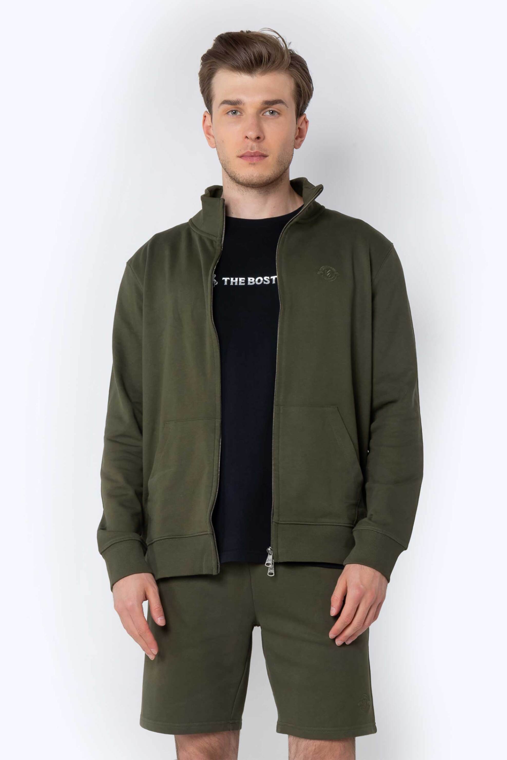 The Bostonians ανδρικό μονόχρωμο σορτς με ελαστική μέση Regular Fit "Essential" - EN202405 Χακί