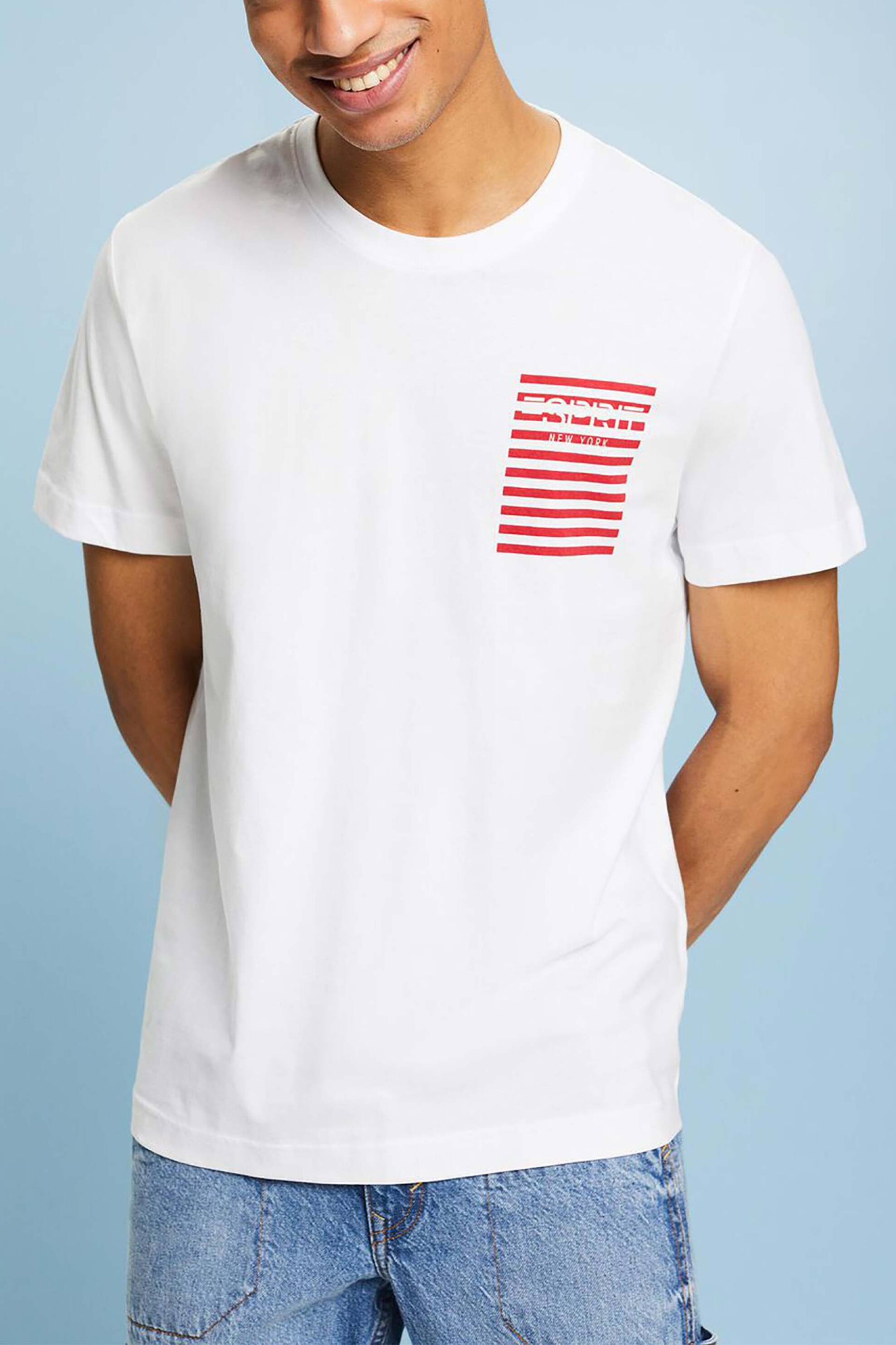 Ανδρική Μόδα > Ανδρικά Ρούχα > Ανδρικές Μπλούζες > Ανδρικά T-Shirts Esprit ανδρικό T-shirt με contrast logo Regular Fit - 014EE2K316 Λευκό