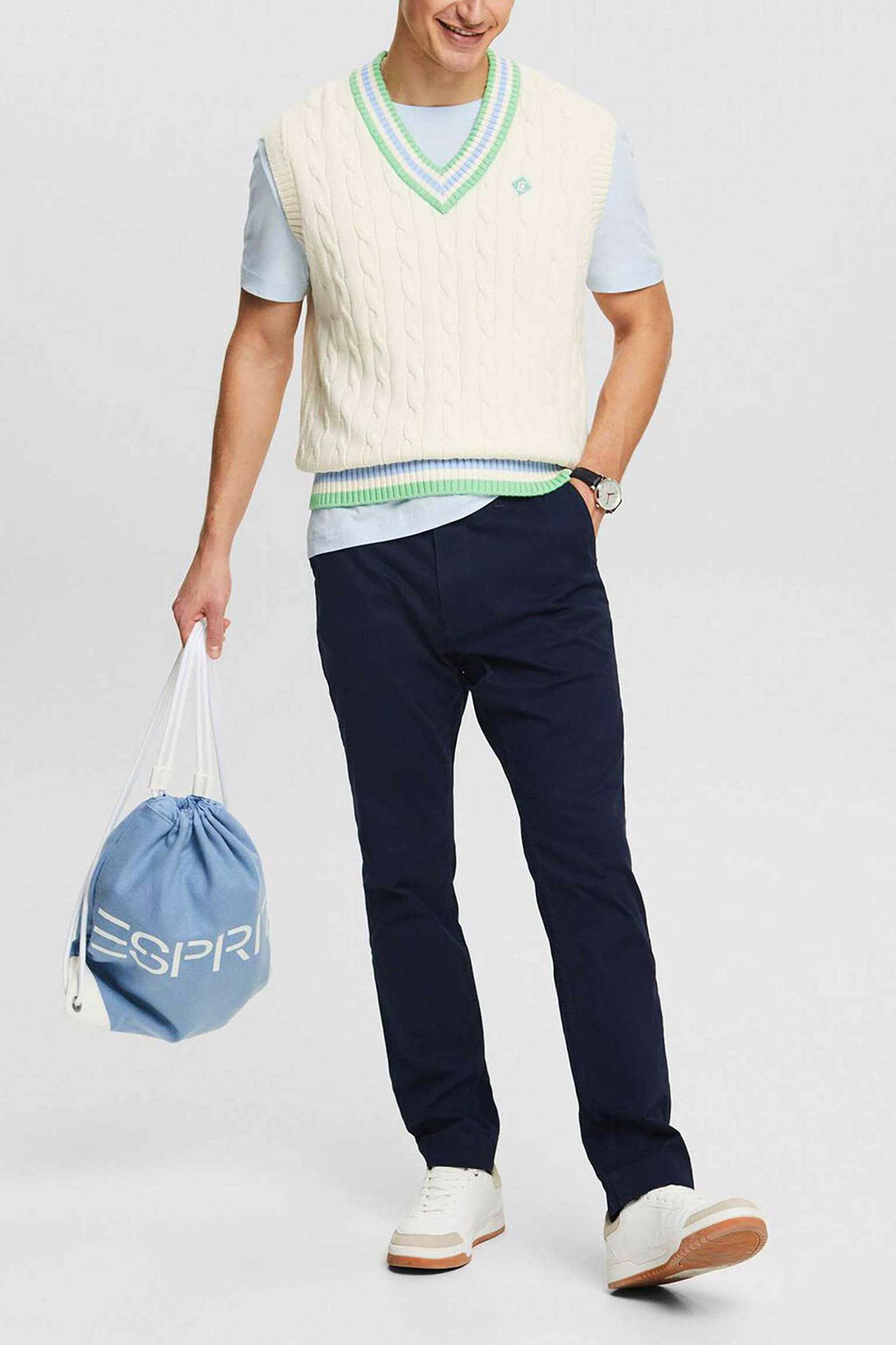 ESPRIT Esprit ανδρικό chino παντελόνι Slim Fit (34L) - 994EE2B302 Μπλε Σκούρο