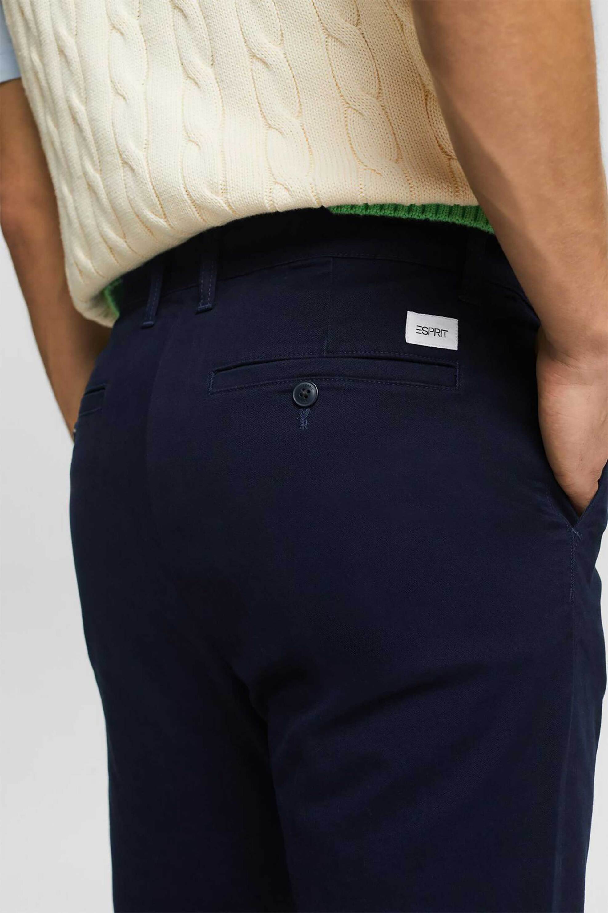 Esprit Ανδρικό Chino Παντελόνι Slim Fit (34L) - 994Ee2B302 Μπλε Σκούρο